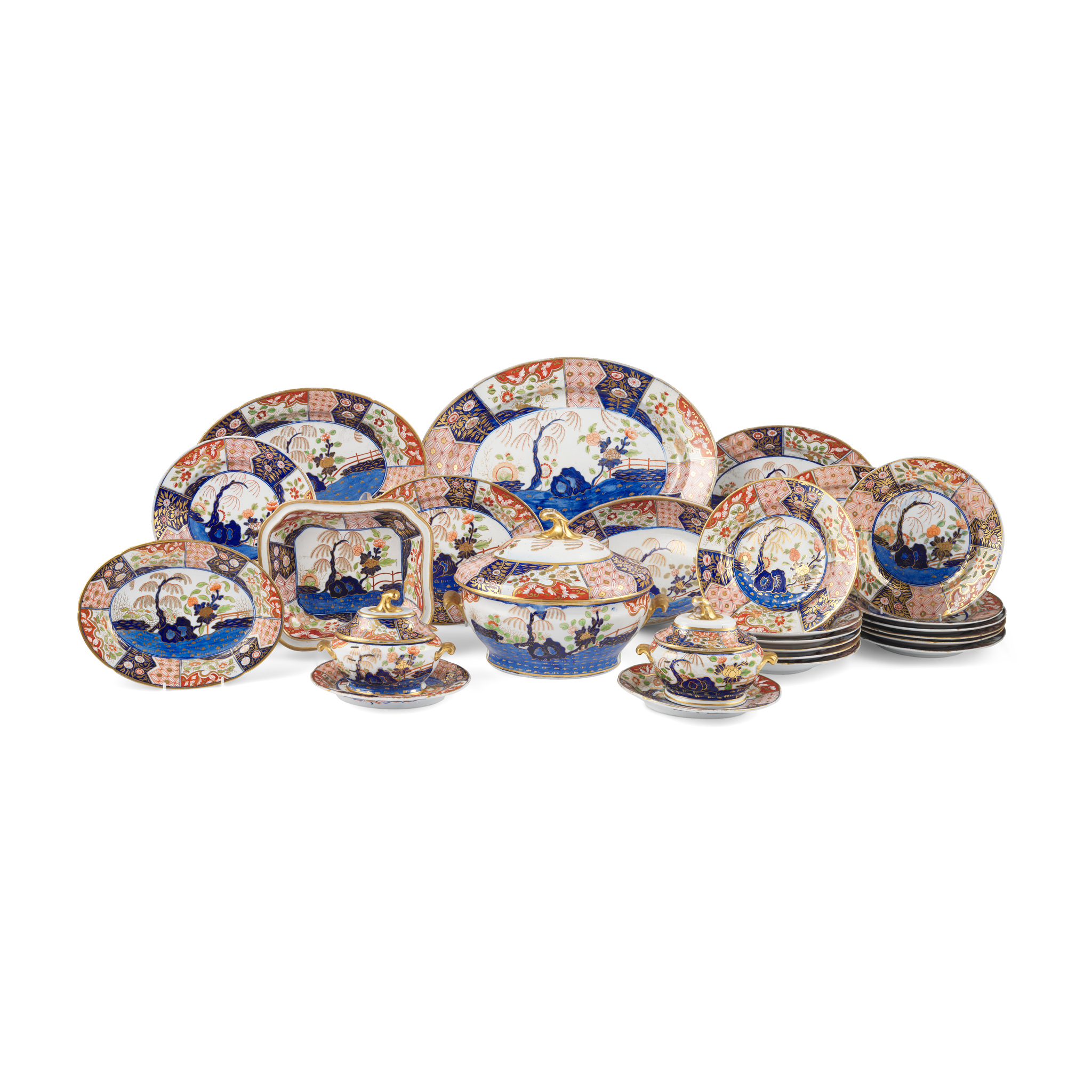 COALPORT IMARI 'ROCK AND TREE' OR 'MONEY TREE' PATTERN PART DINNER SERVICE