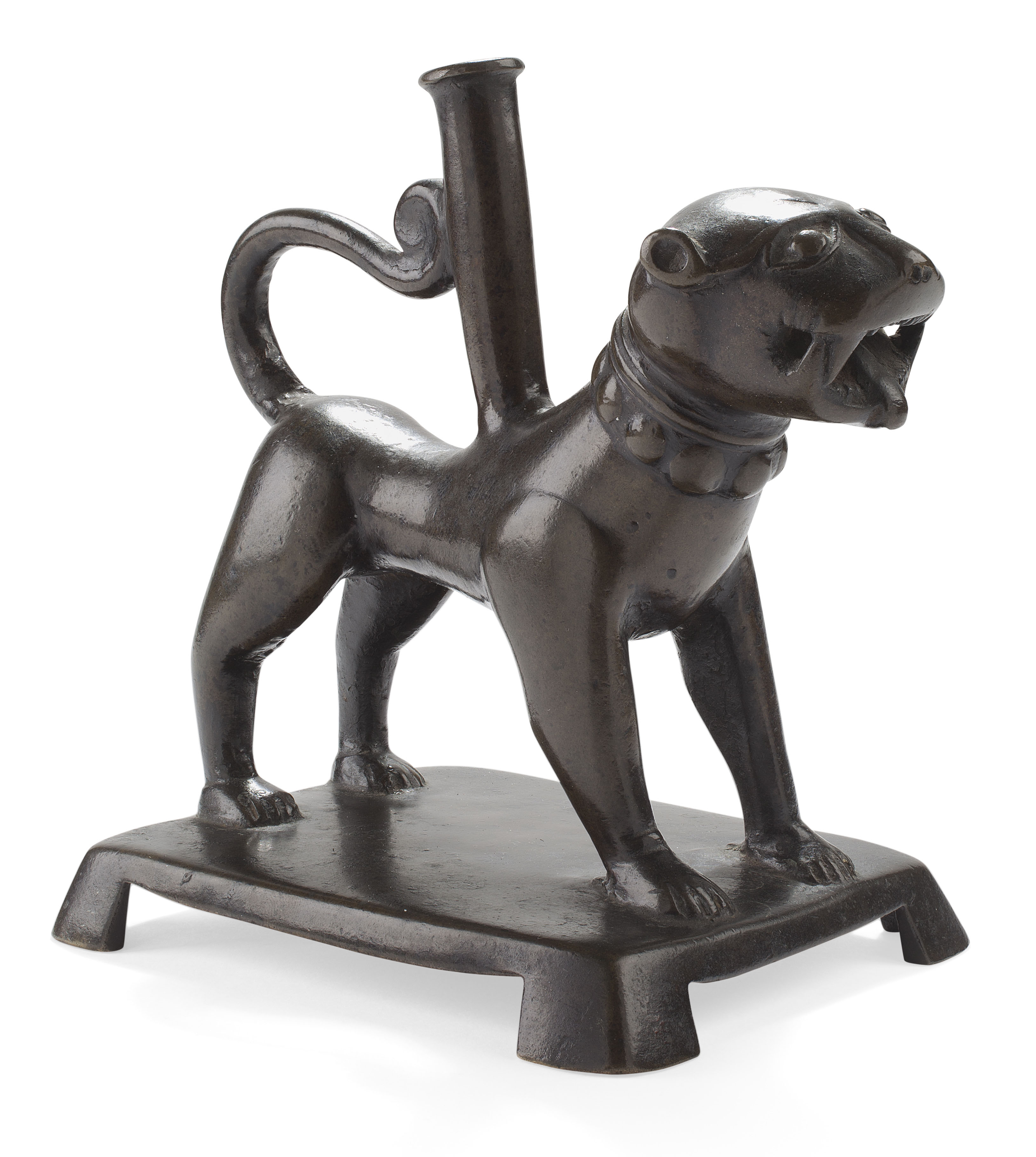 CONTINENTAL BRONZE TAPER HOLDER IN THE FORM OF A CHEETAH