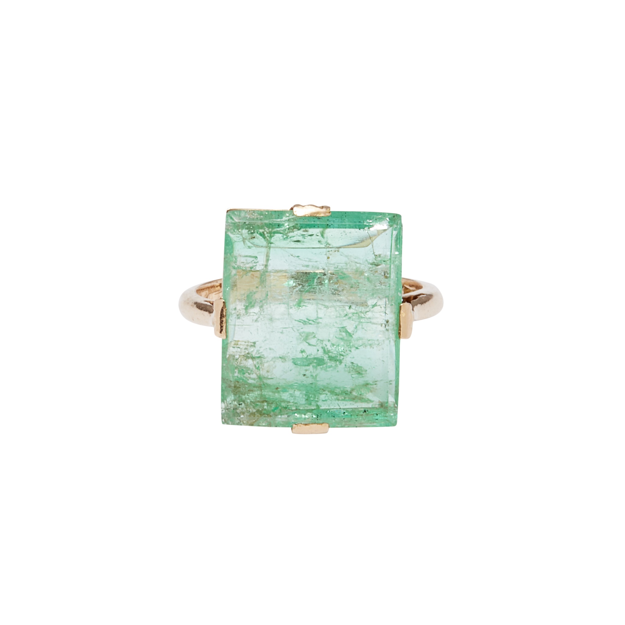 An emerald set ring