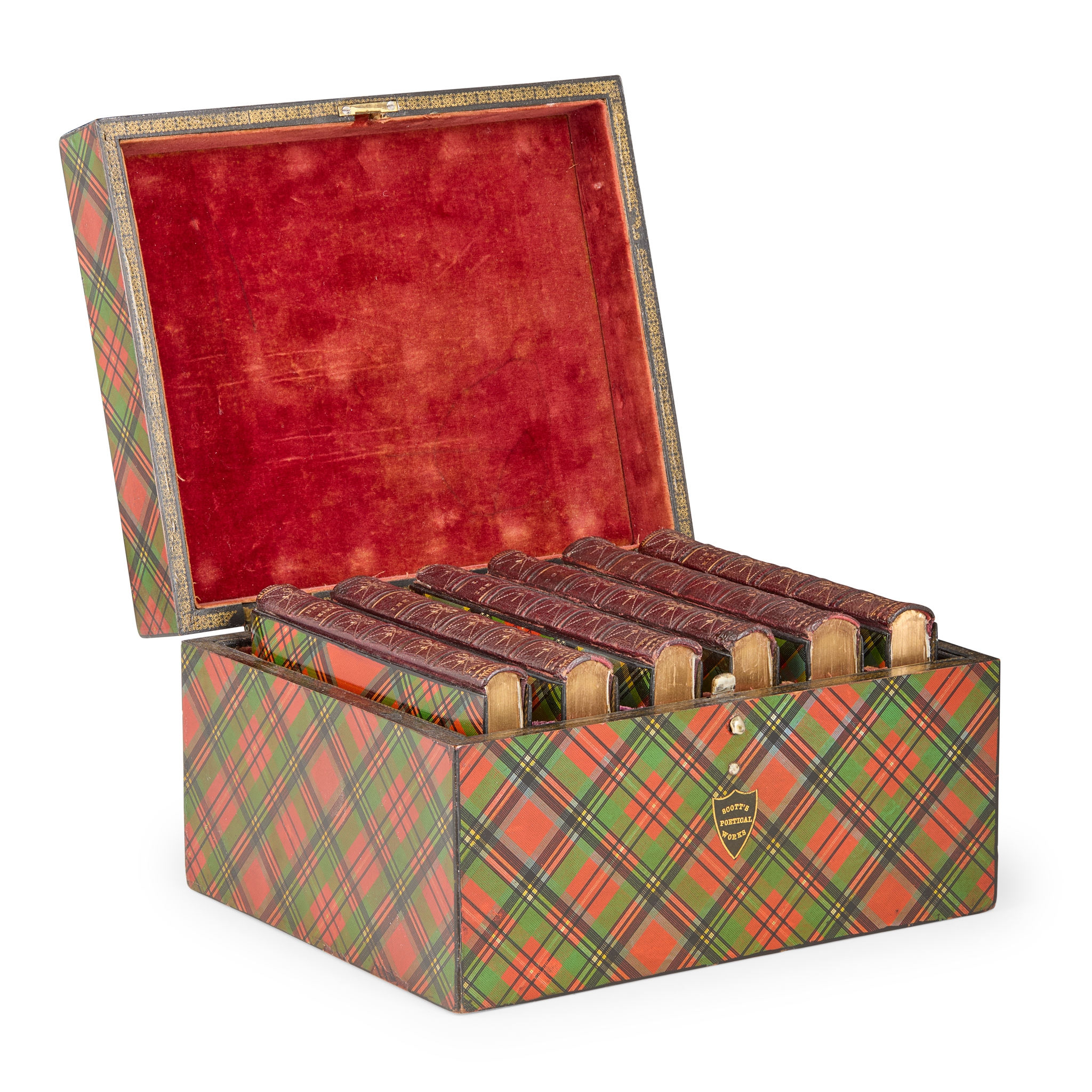 A TARTANWARE CASED SET OF SIR WALTER SCOTT'S POETICAL WORKS