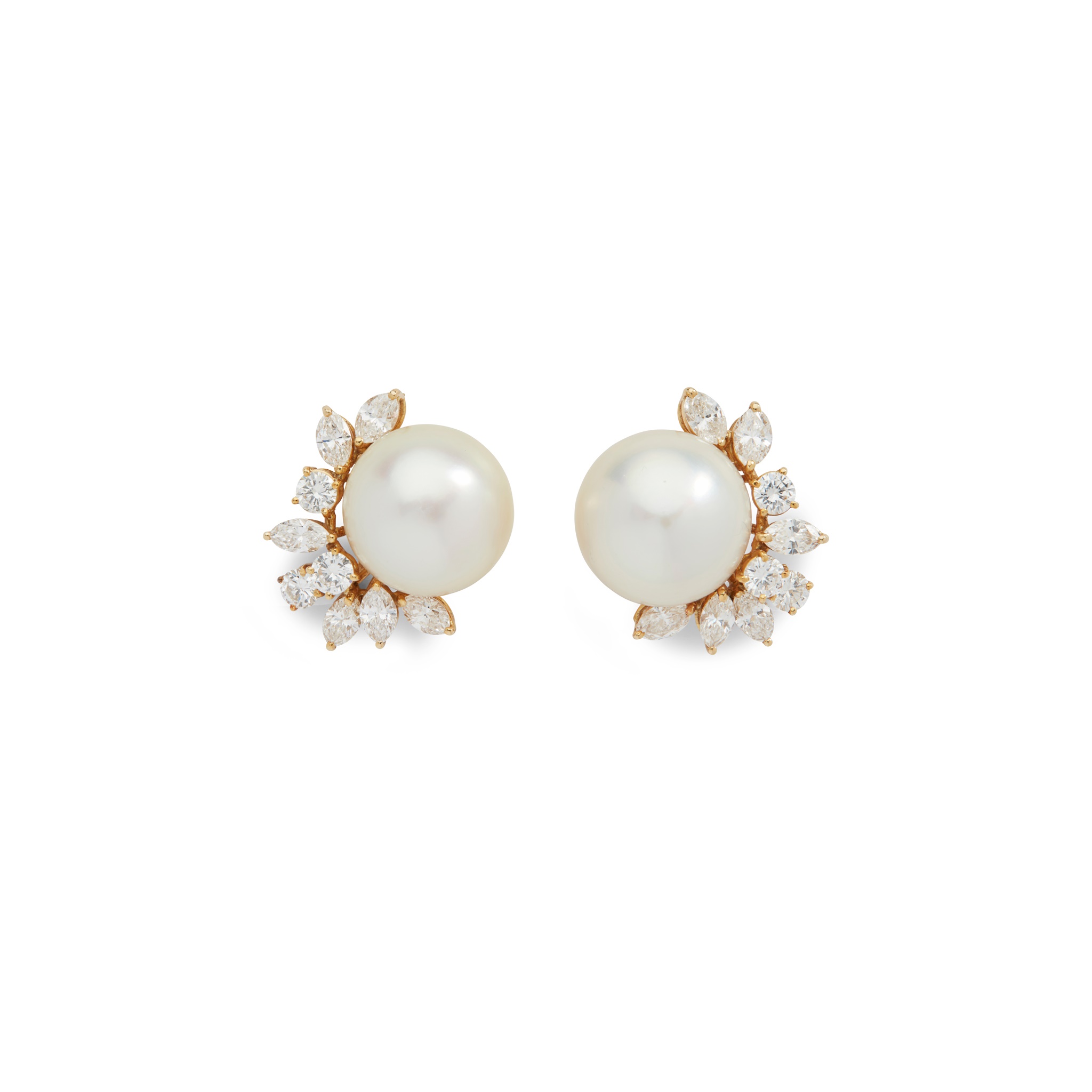 A pair of South Sea pearl and diamond earrings