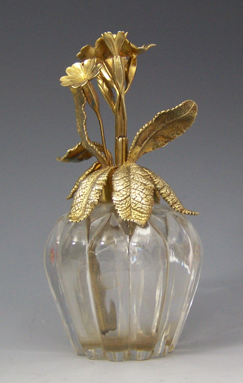 A Victorian mounted glass scent bottle,