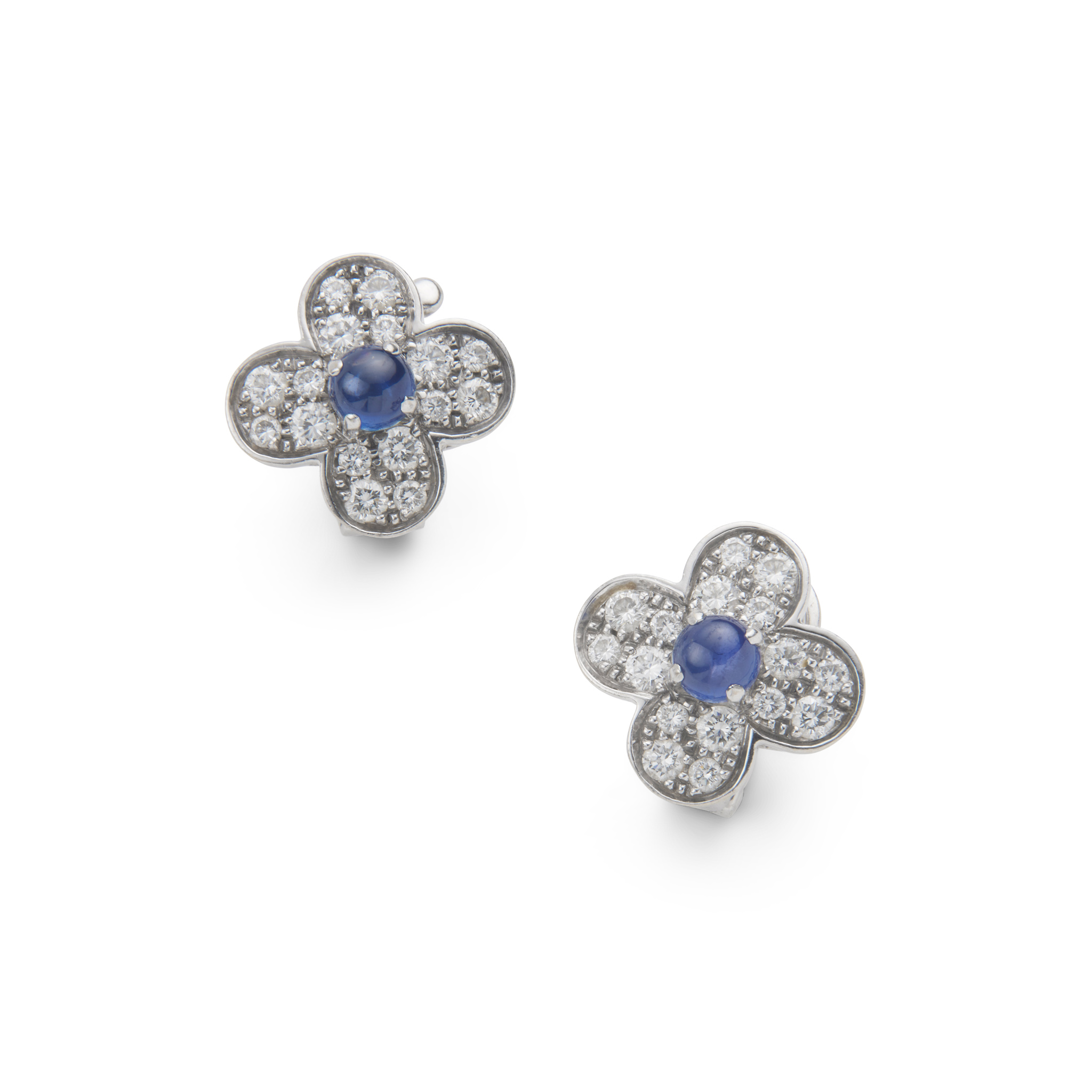 Van Cleef & Arpels: A pair of sapphire and diamond flower earrings