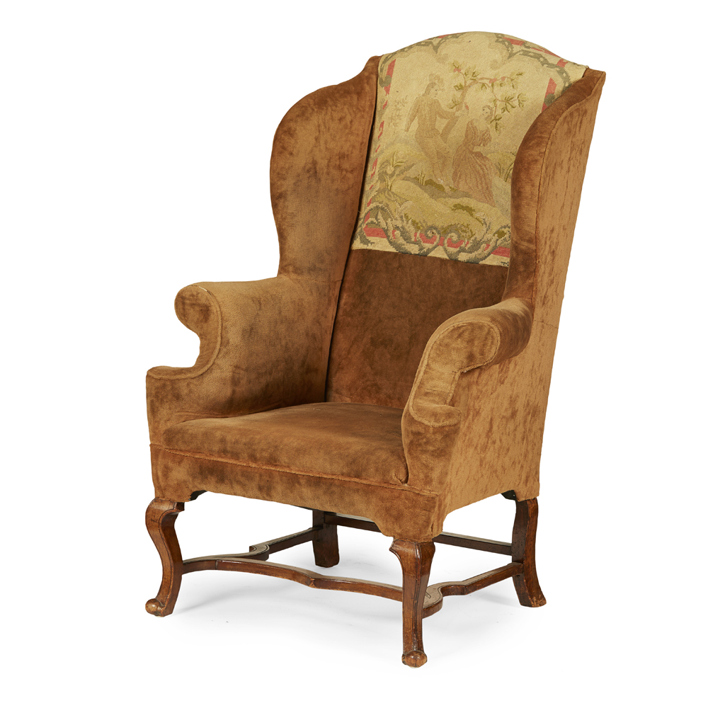 QUEEN ANNE STYLE WALNUT WINGBACK ARMCHAIR
