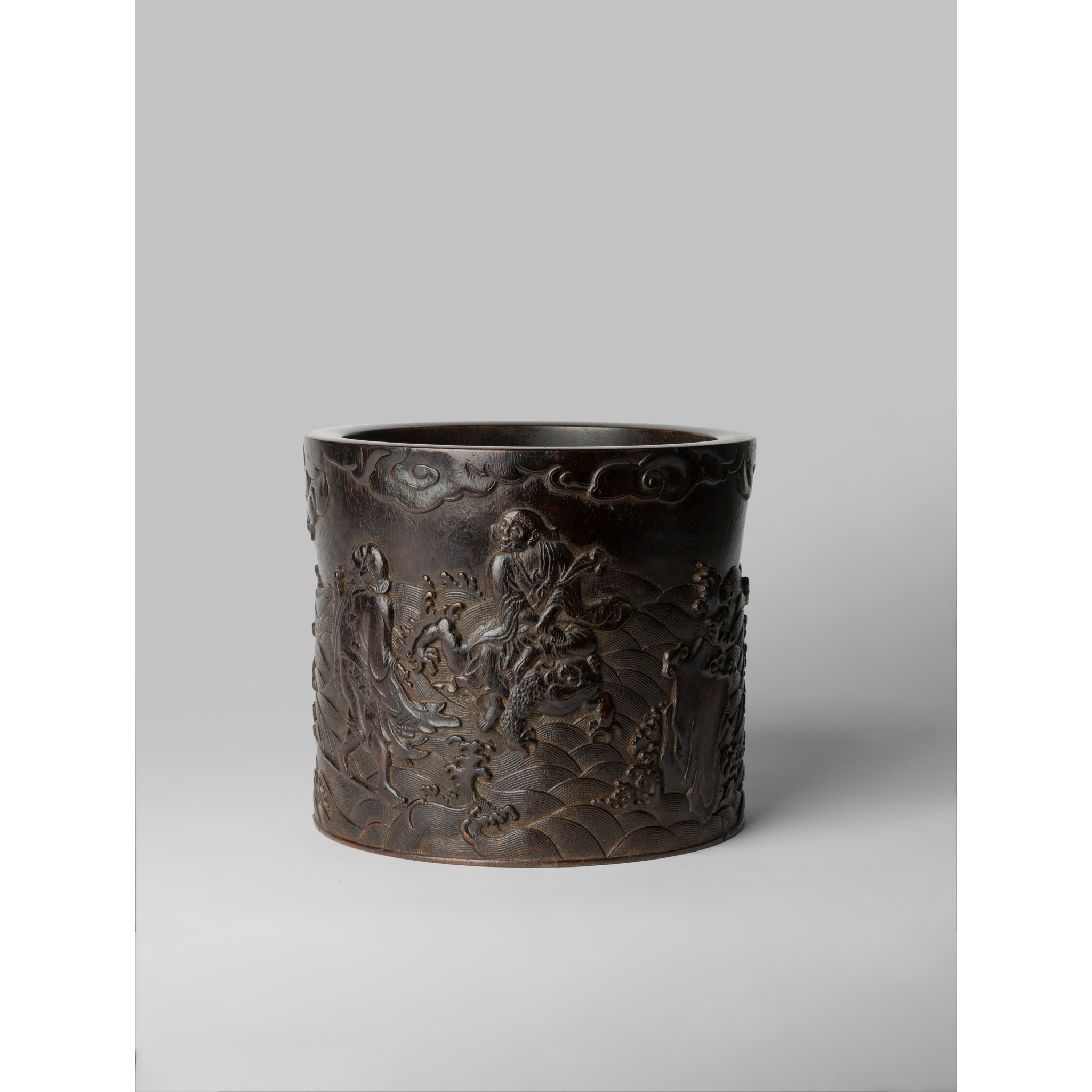 LARGE ZITAN 'DAOIST IMMORTALS' BRUSH POT