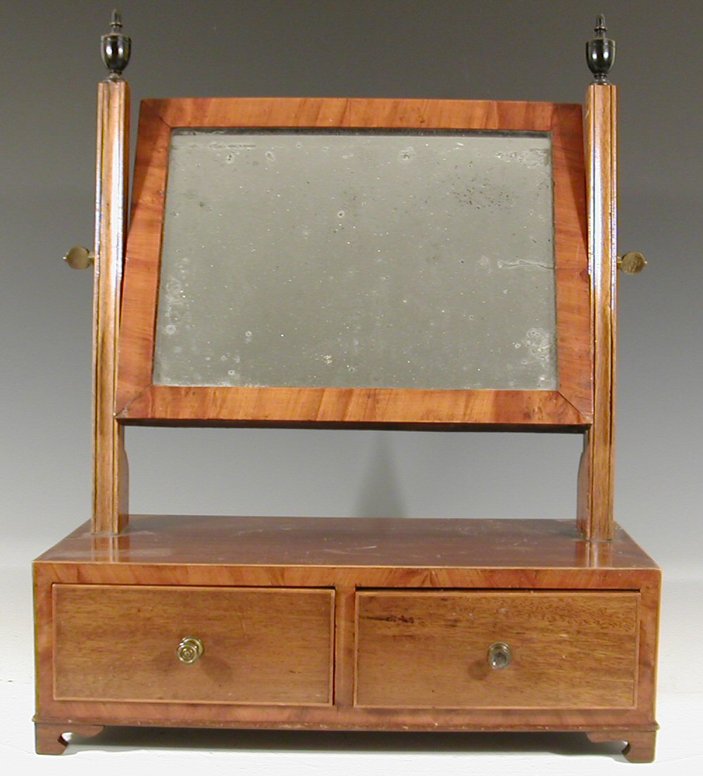 A 19th century mahogany toilet mirror, AND A SHAVING MIRROR