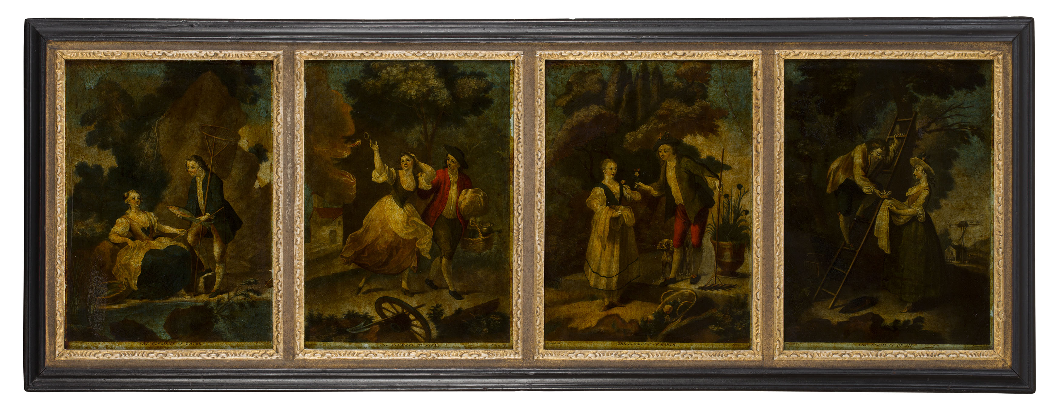 FOUR GEORGE III MEZZOTINTS-UNDER-GLASS AFTER JACOPO AMICONI