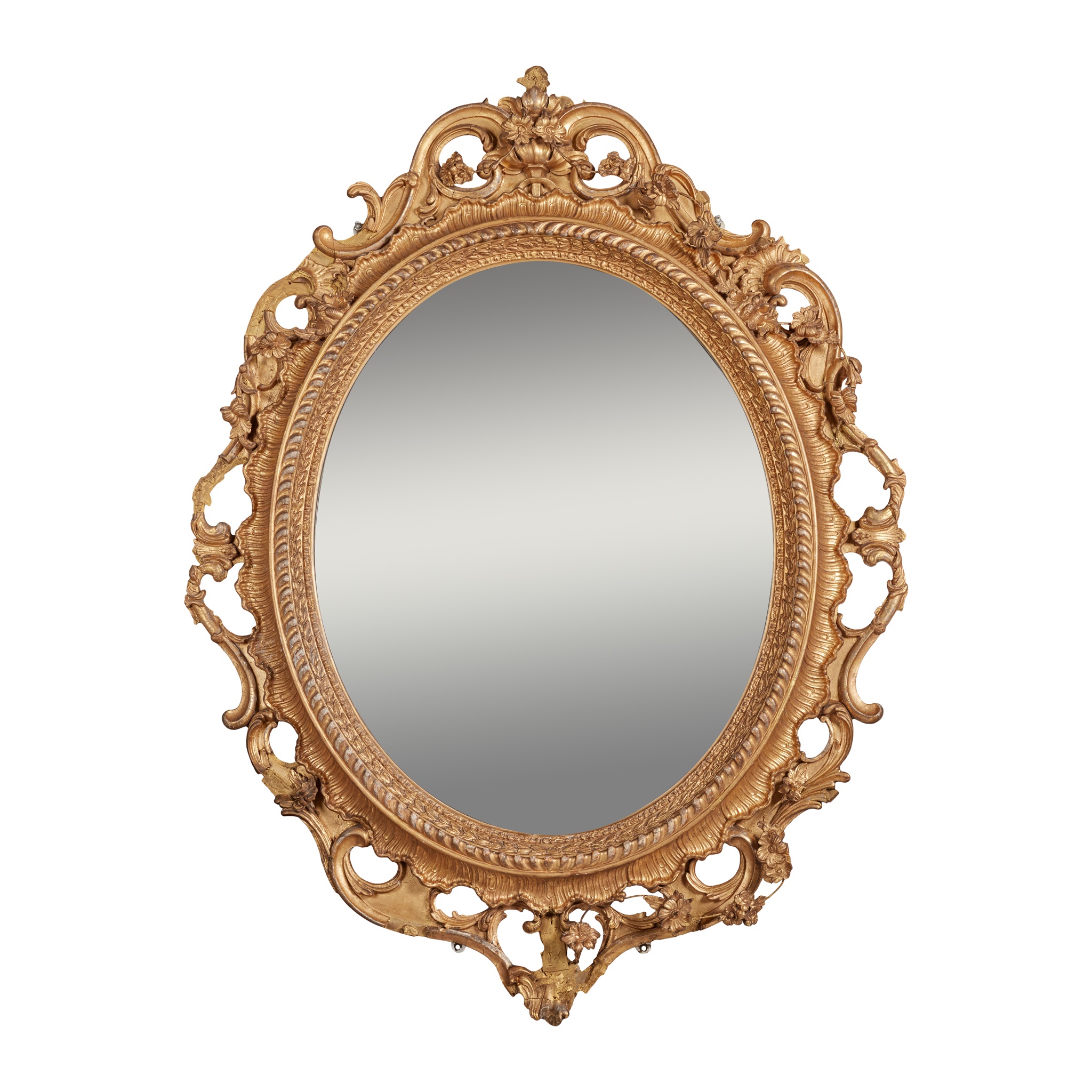 LARGE VICTORIAN GILTWOOD AND GESSO MIRROR