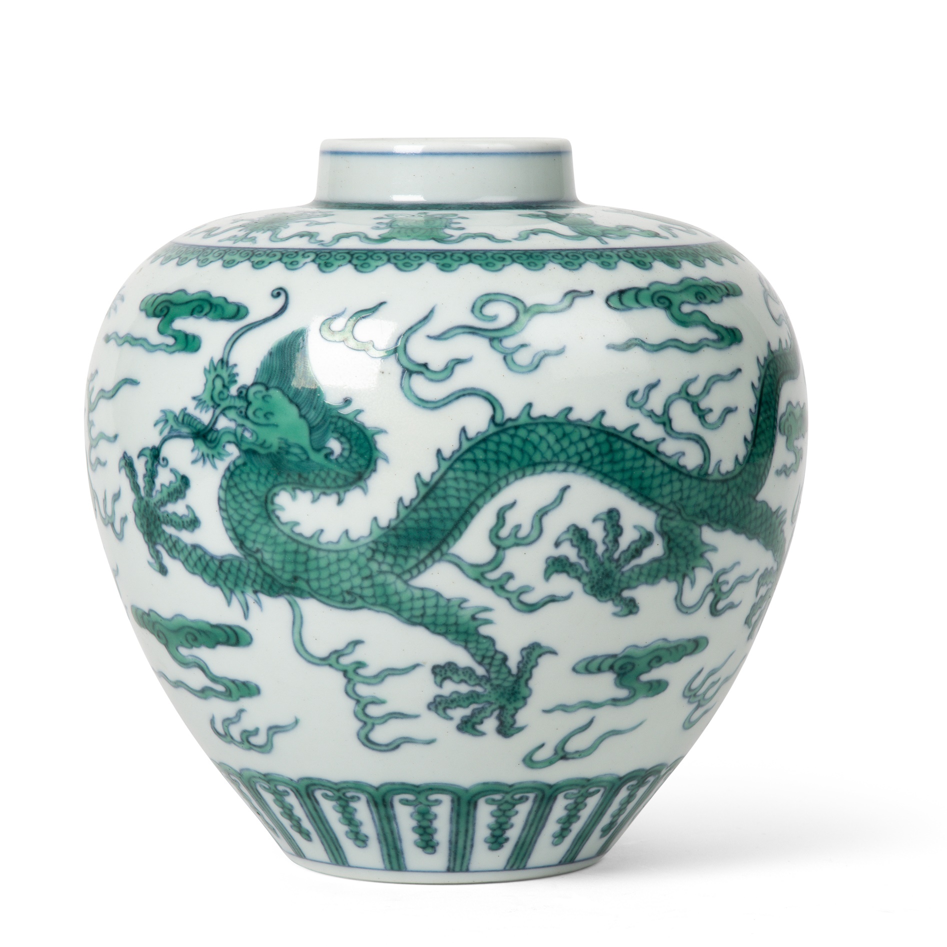 GREEN ENAMELLED 'DRAGON' JAR