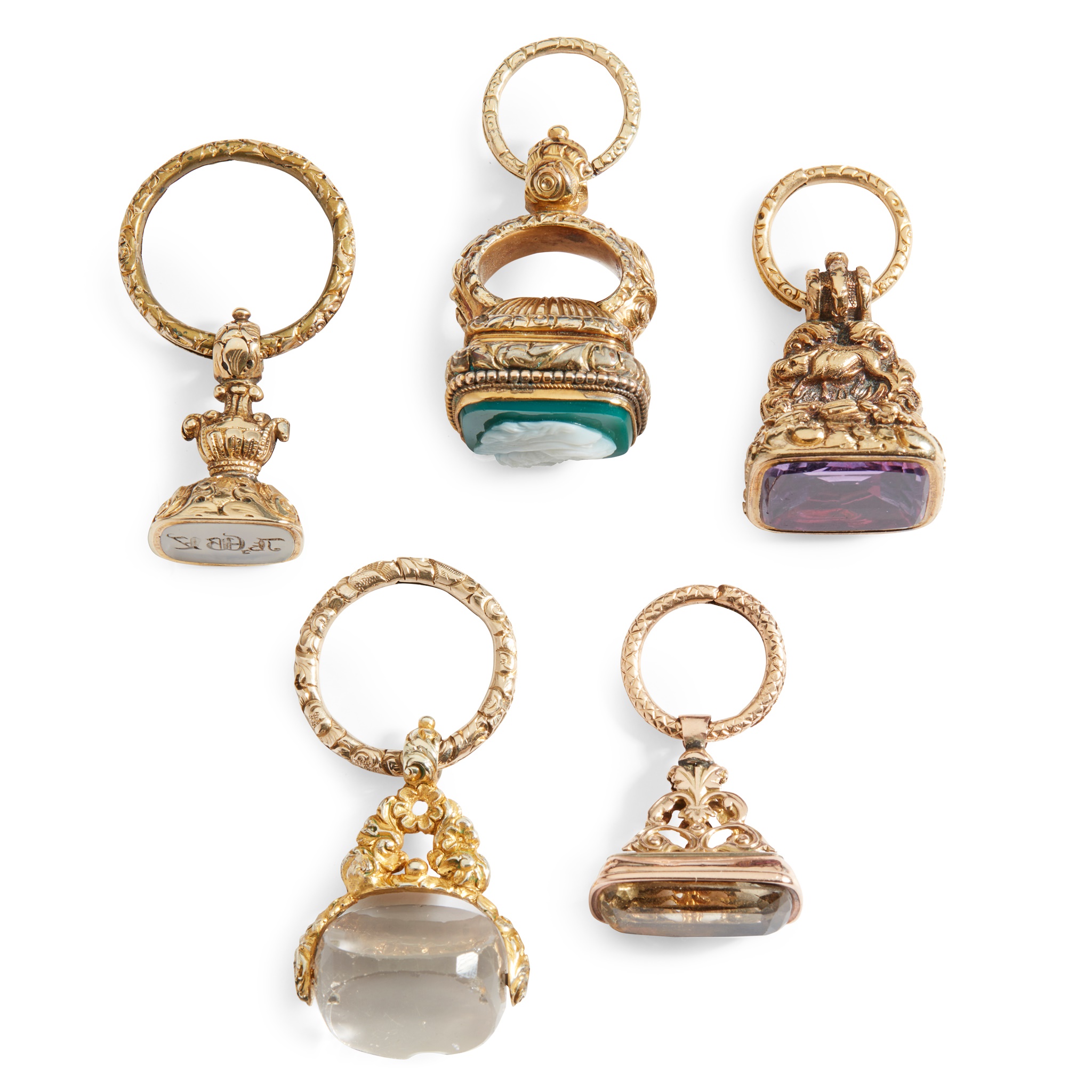 A collection of five hardstone seals