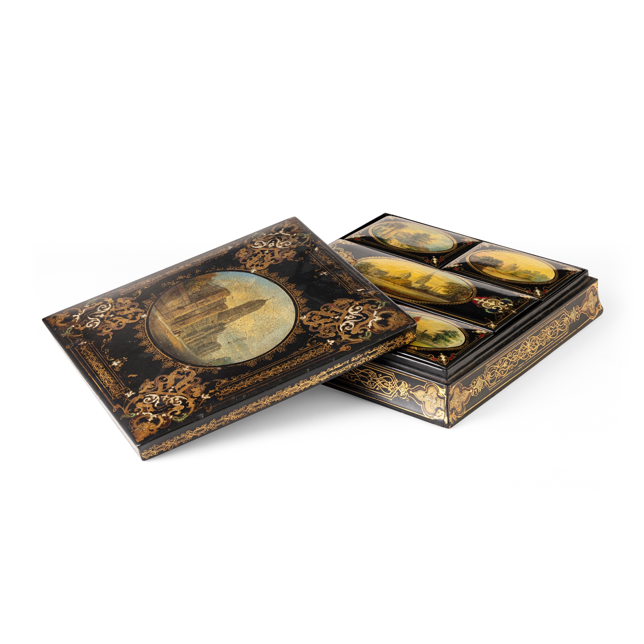 PAPIER-MÂCHÉ BOX WITH VIEWS OF OXFORD