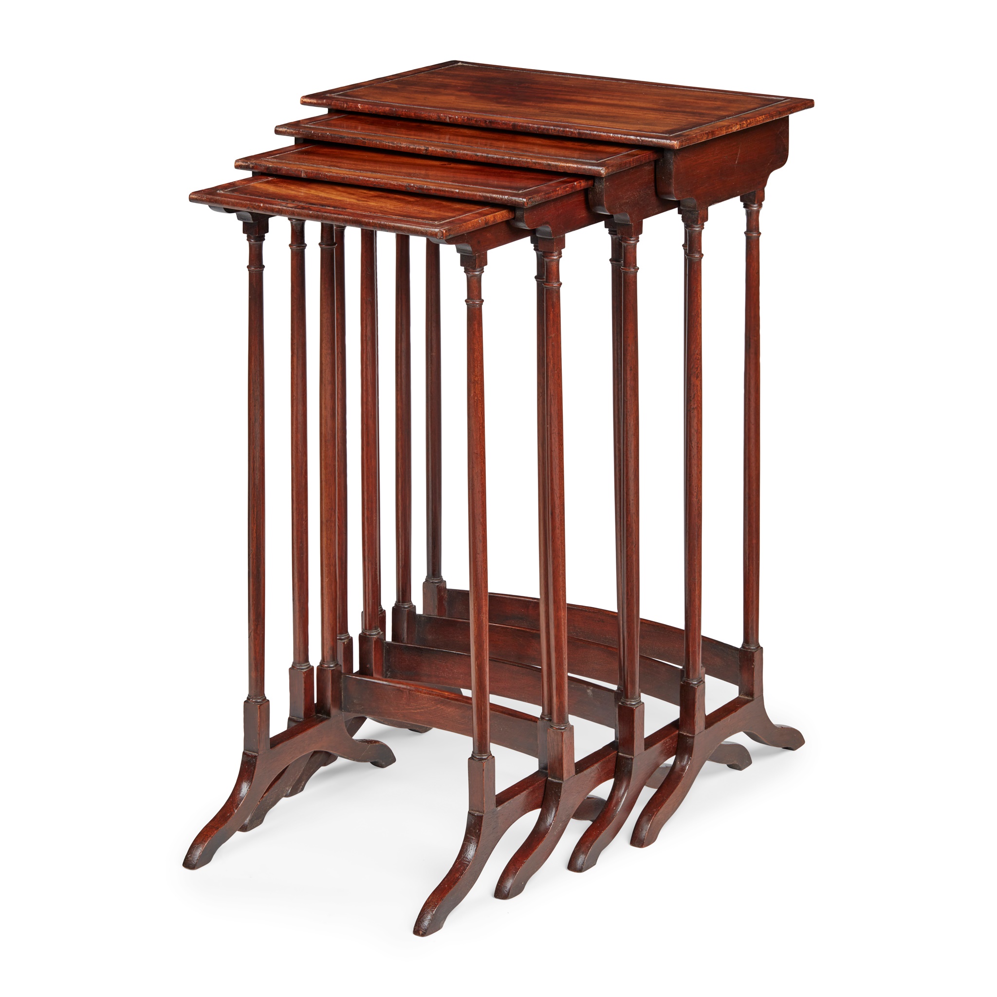 SET OF FOUR LATE GEORGIAN MAHOGANY NESTING TABLES