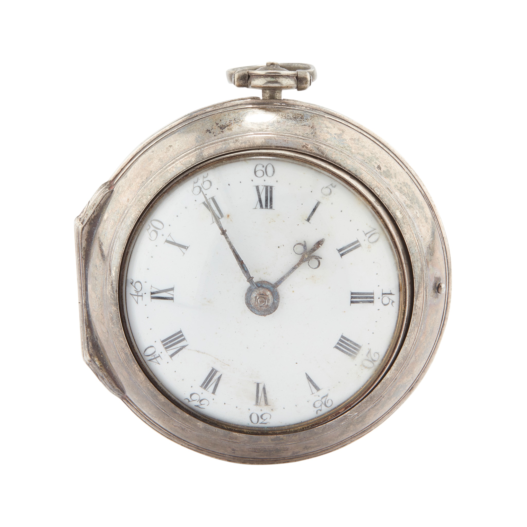 A LATE 18TH CENTURY SILVER PAIR CASED VERGE POCKET WATCH