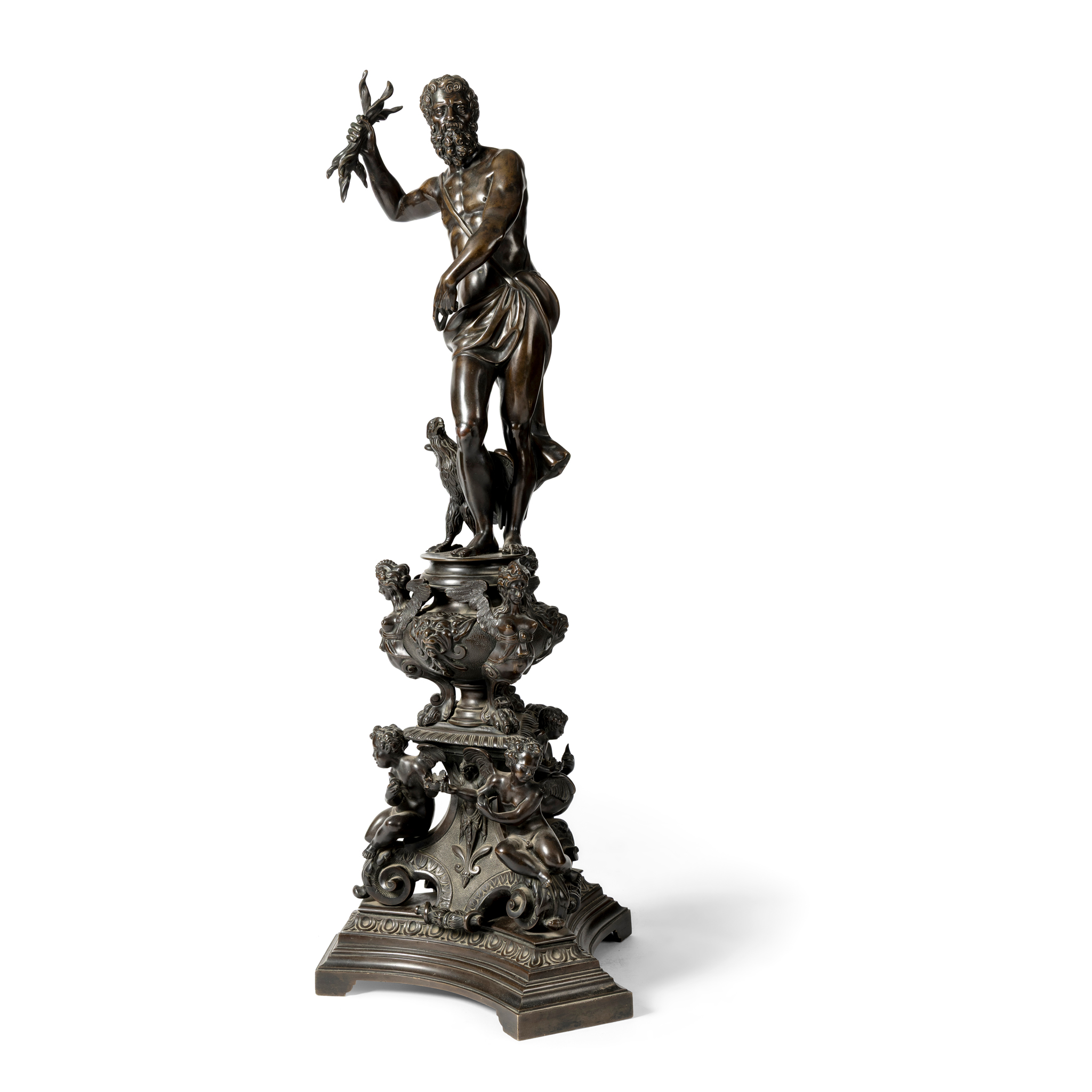 A BRONZE FIGURE OF ZEUS