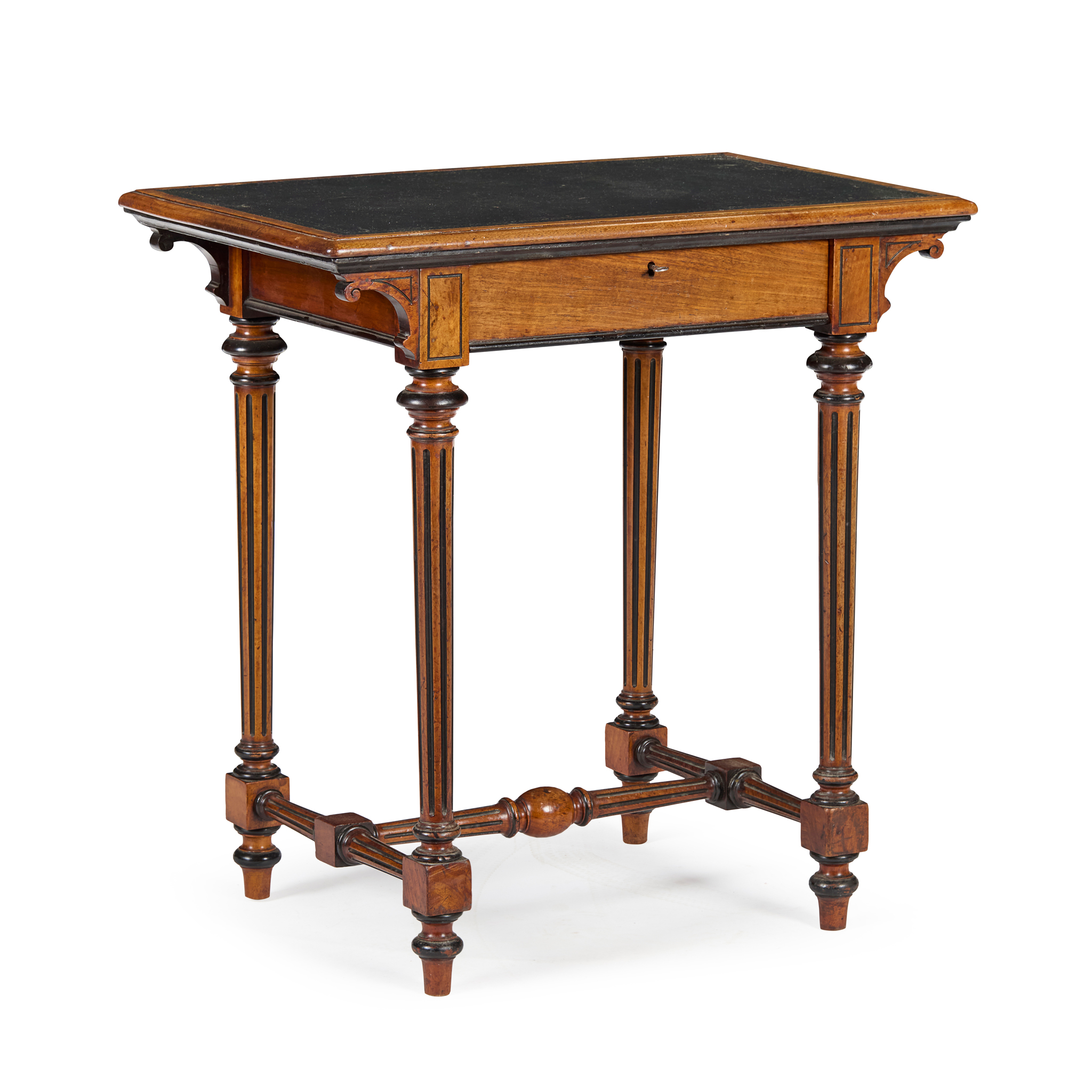 AESTHETIC MOVEMENT SMALL WALNUT AND EBONISED WRITING TABLE