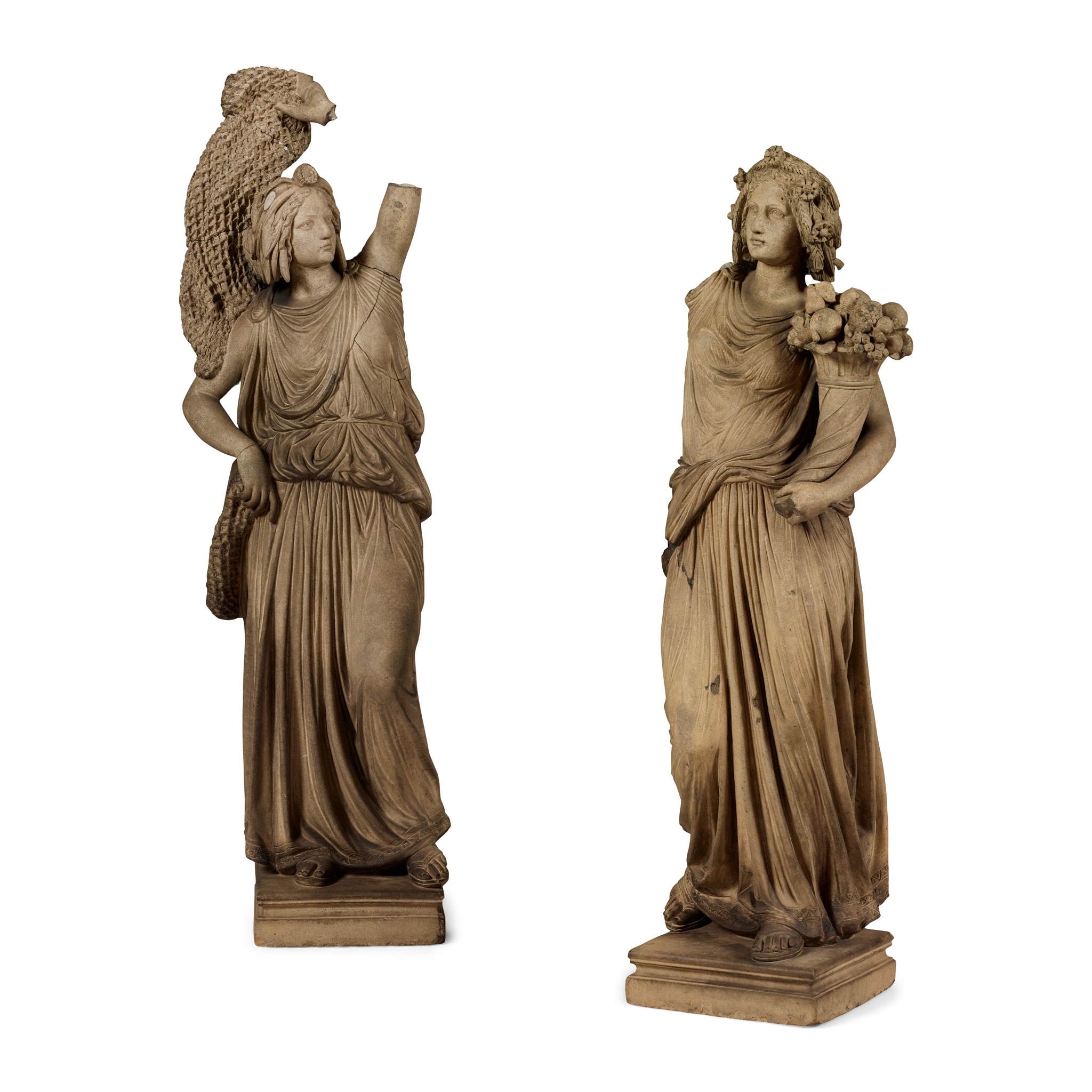 TWO GERMAN TERRACOTTA CLASSICAL FIGURES, E. MARCH SÖHNE, BERLIN