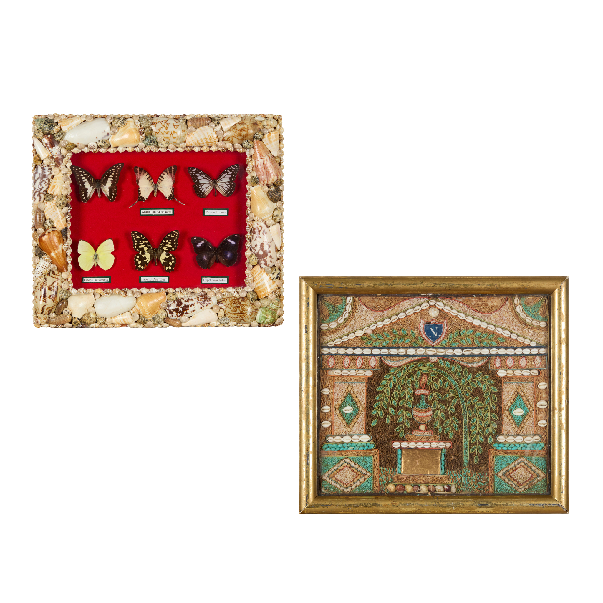 FRENCH NAPOLEONIC SHELL-WORK MEMORIAL PICTURE