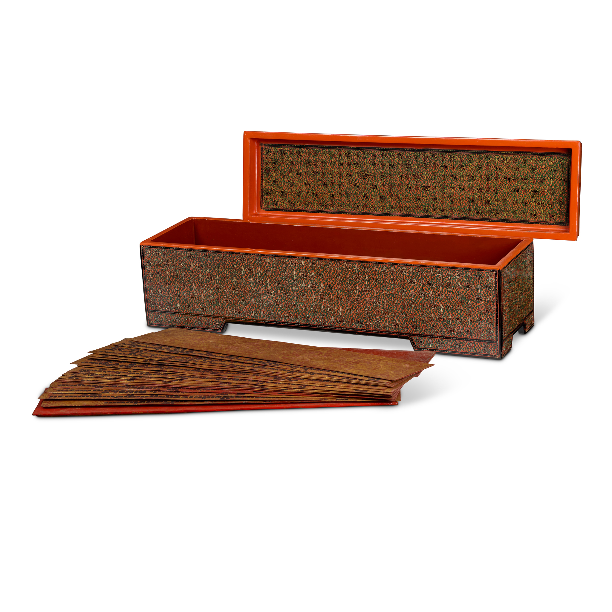 BURMESE SUTRA WITH A LACQUER BOX AND COVER