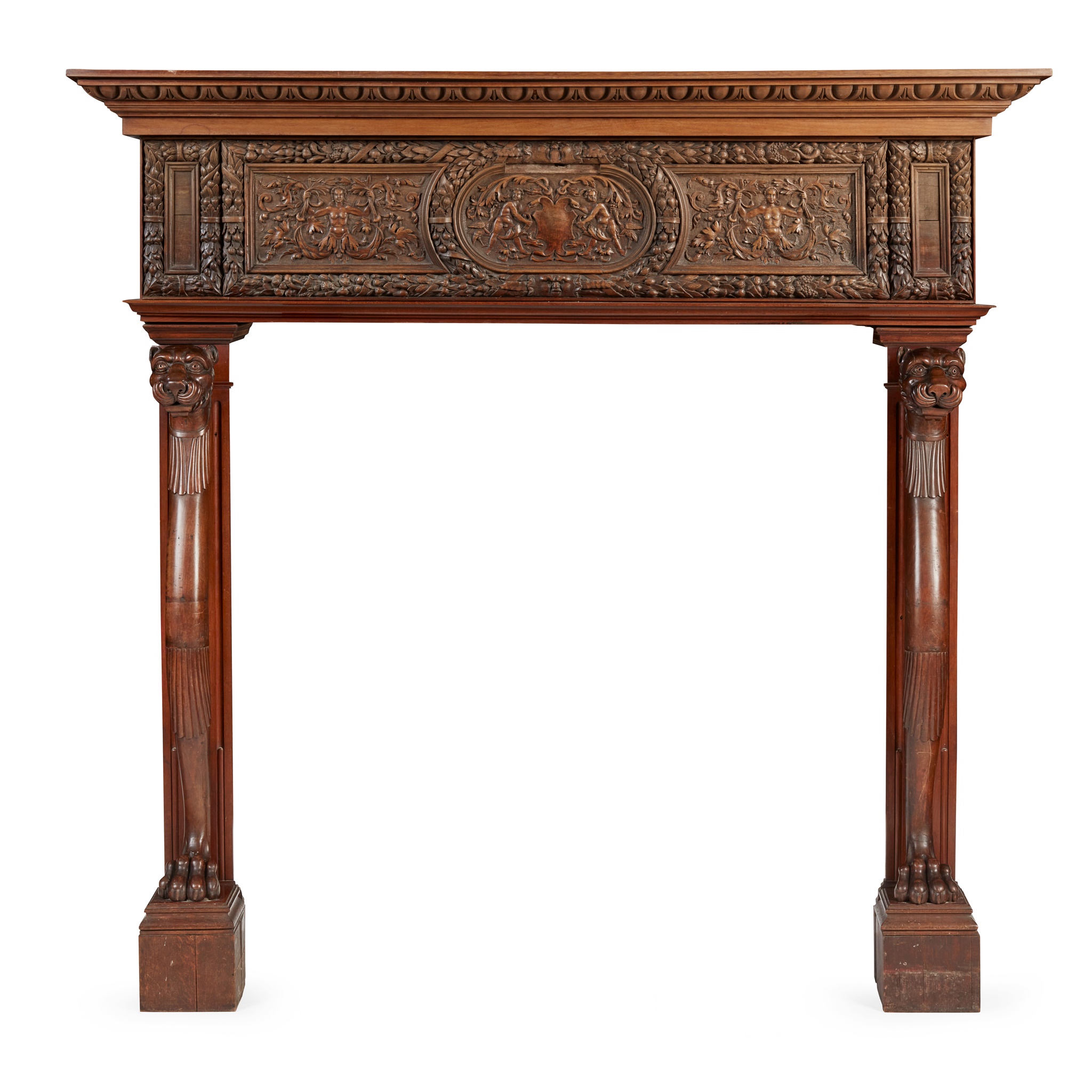 LARGE RENAISSANCE REVIVAL CARVED FIRE SURROUND