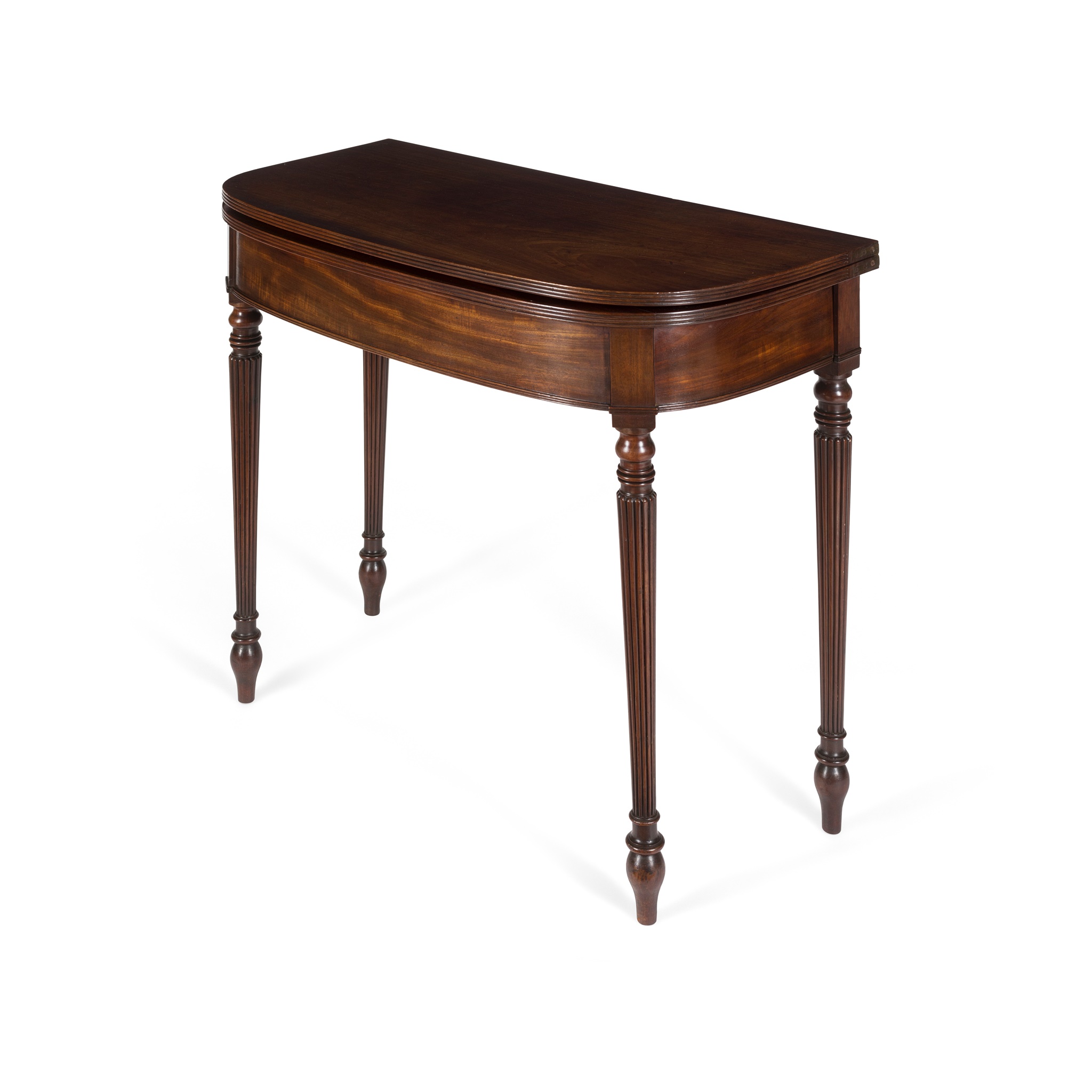 LATE GEORGE III MAHOGANY TEA TABLE, IN THE MANNER OF GILLOWS