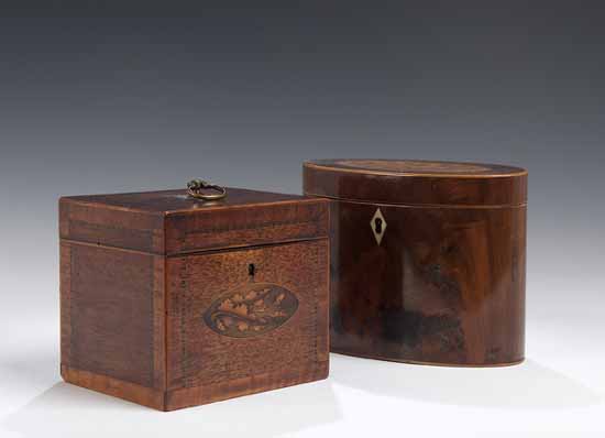 A 19th century mahogany oval tea caddy