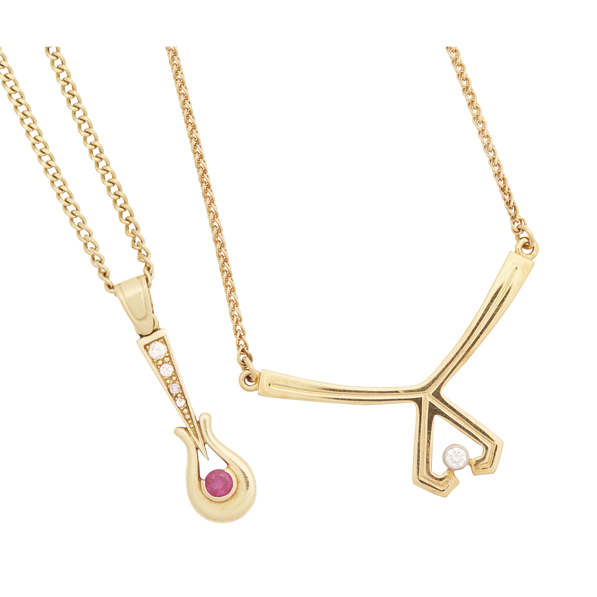An 18ct gold diamond set necklace and earrings suite