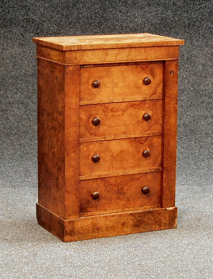 A Victorian walnut Wellington chest,