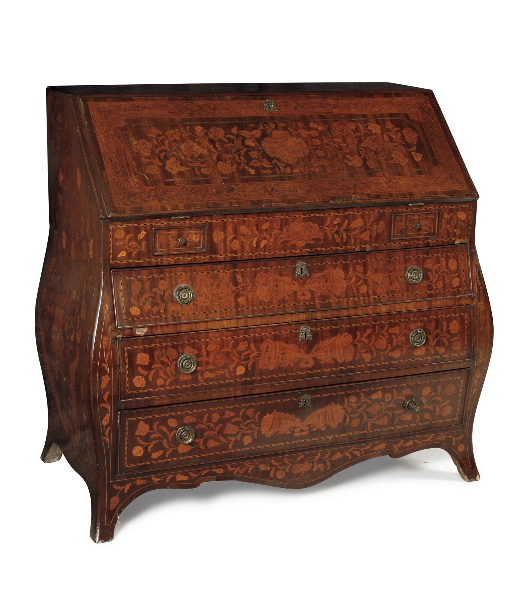 DUTCH MARQUETRY BOMBE BUREAU
