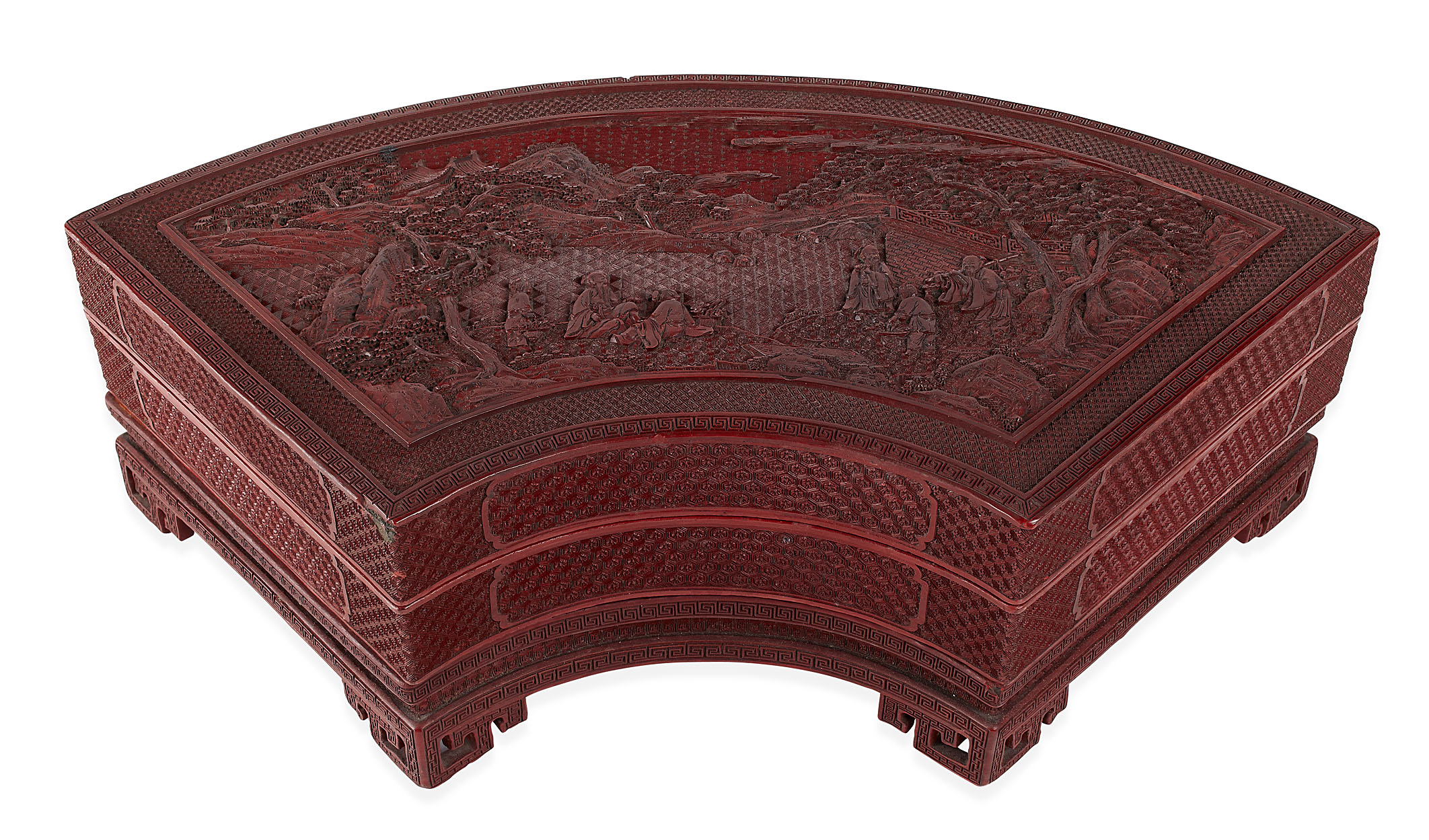 CHINESE CINNABAR LACQUER AND PORCELAIN SUPPER BOX