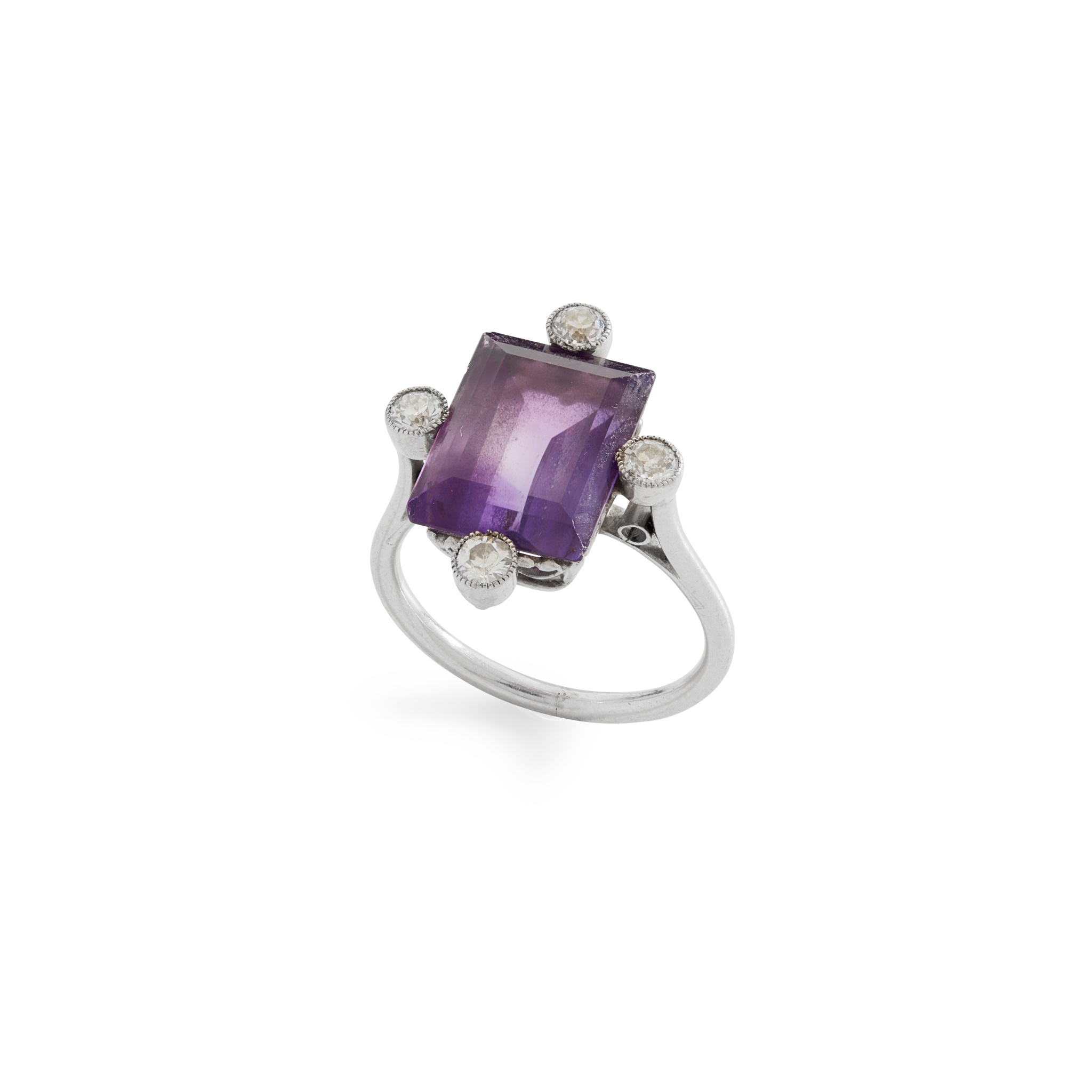 An amethyst and diamond ring