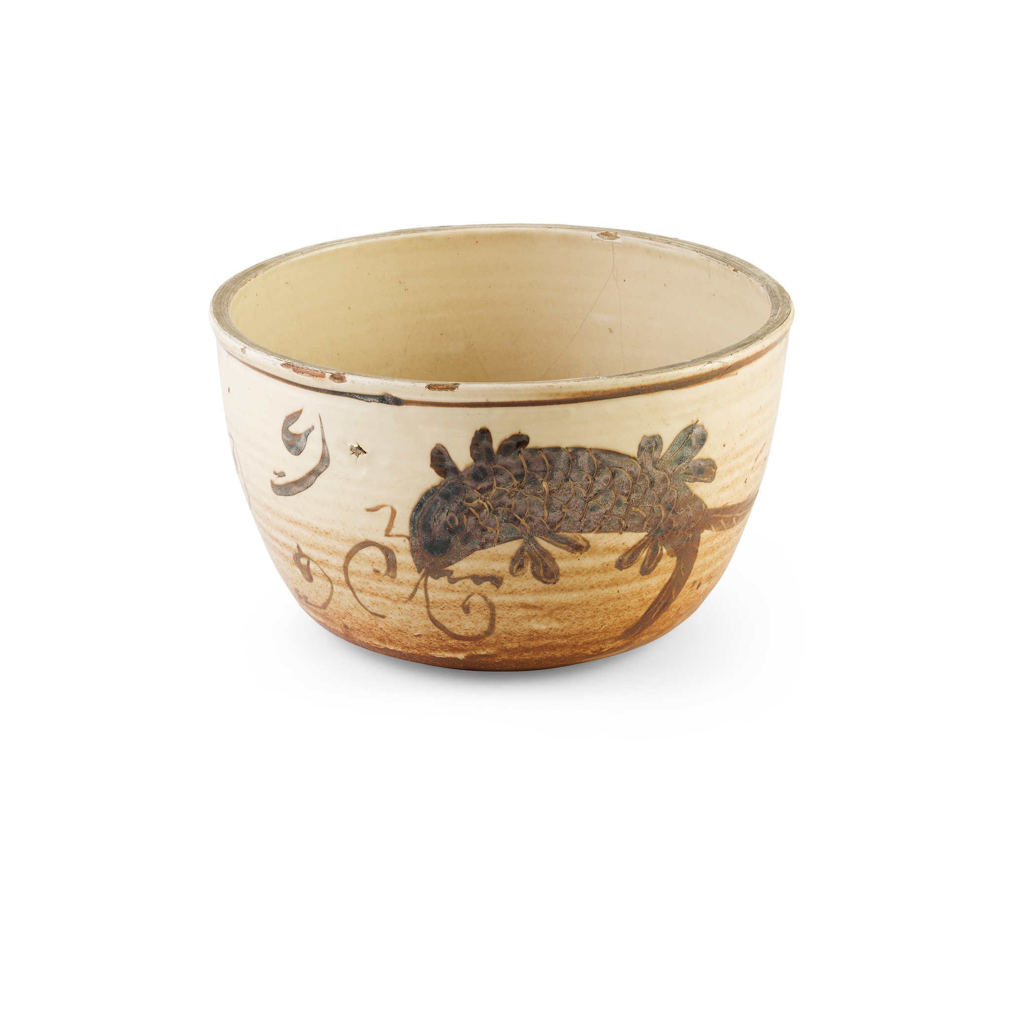 LARGE CIZHOU GLAZED STONEWARE BASIN