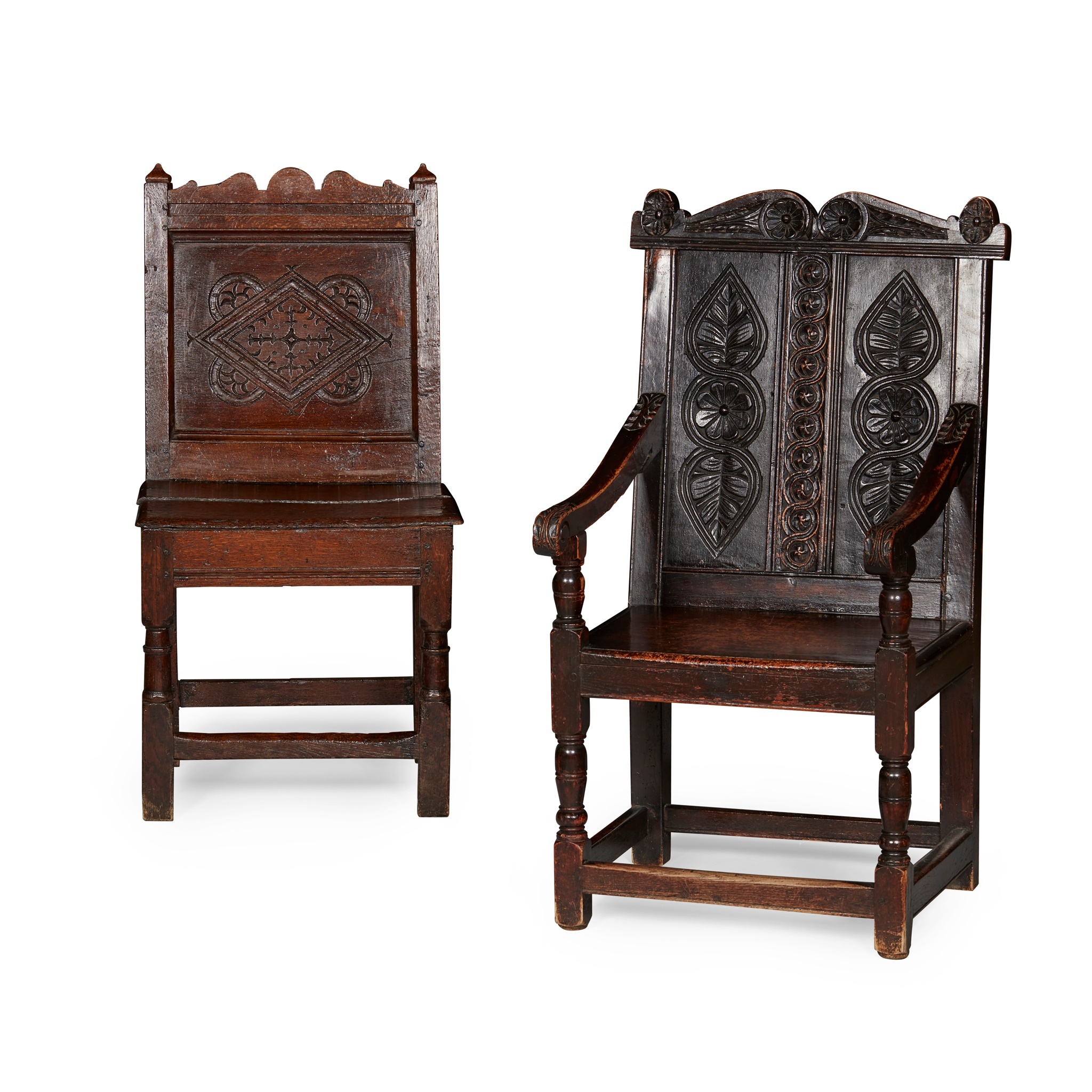 TWO OAK PANEL CHAIRS