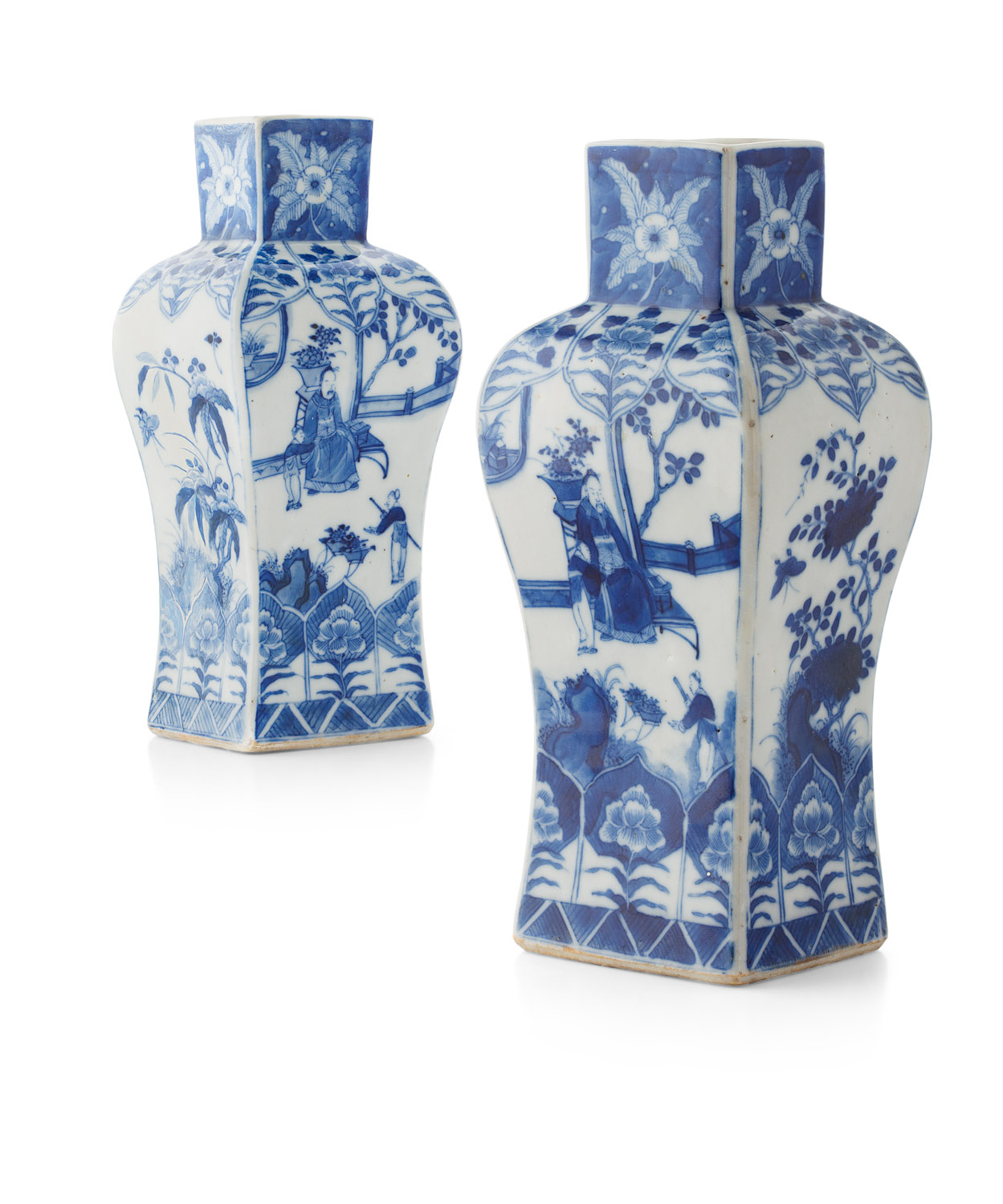 PAIR OF BLUE AND WHITE VASES