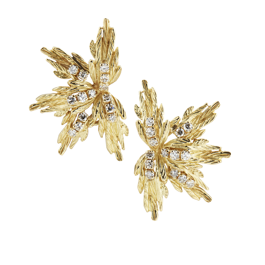 A pair of modern diamond set earrings