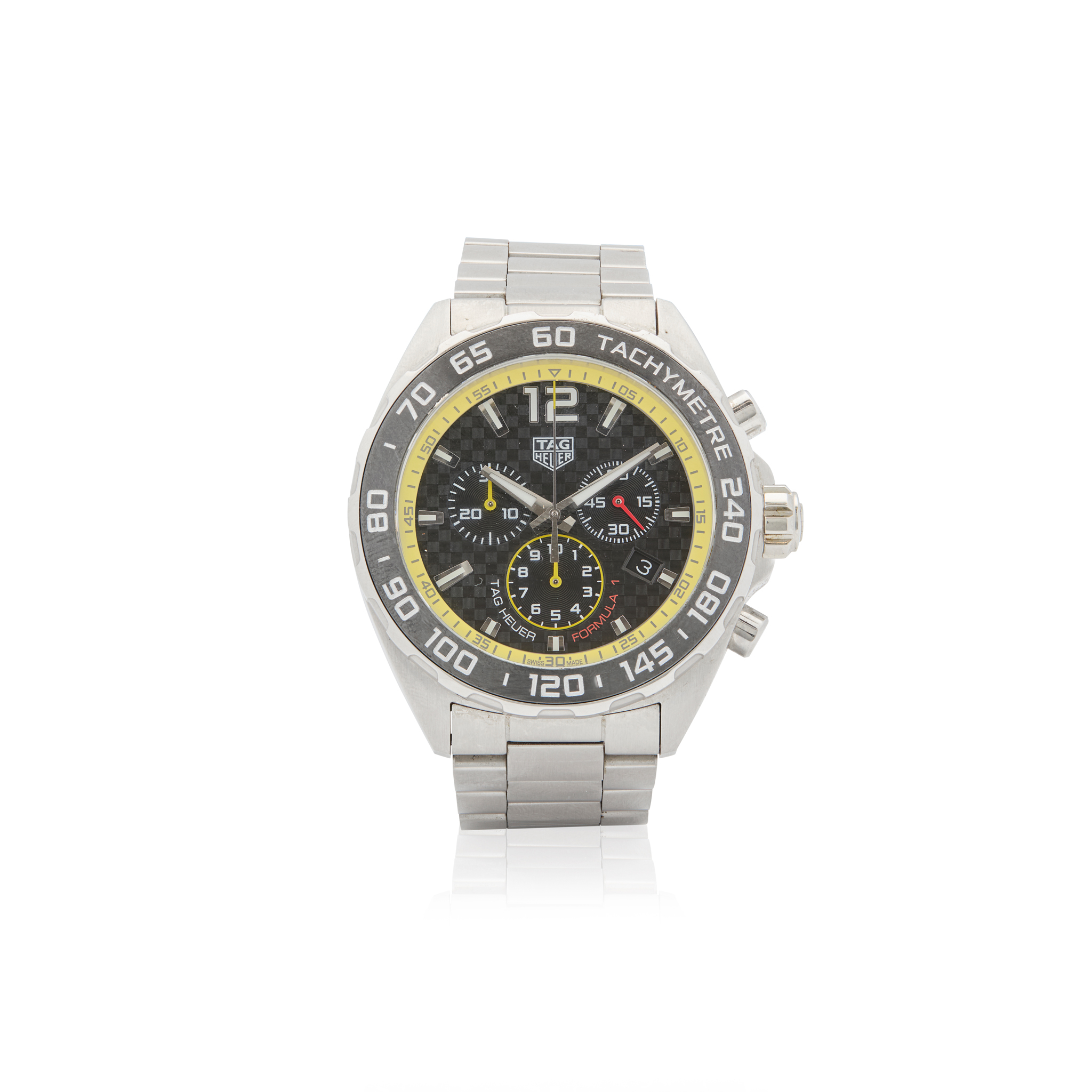Tag Heuer. A stainless steel quartz chronograph wristwatch with date