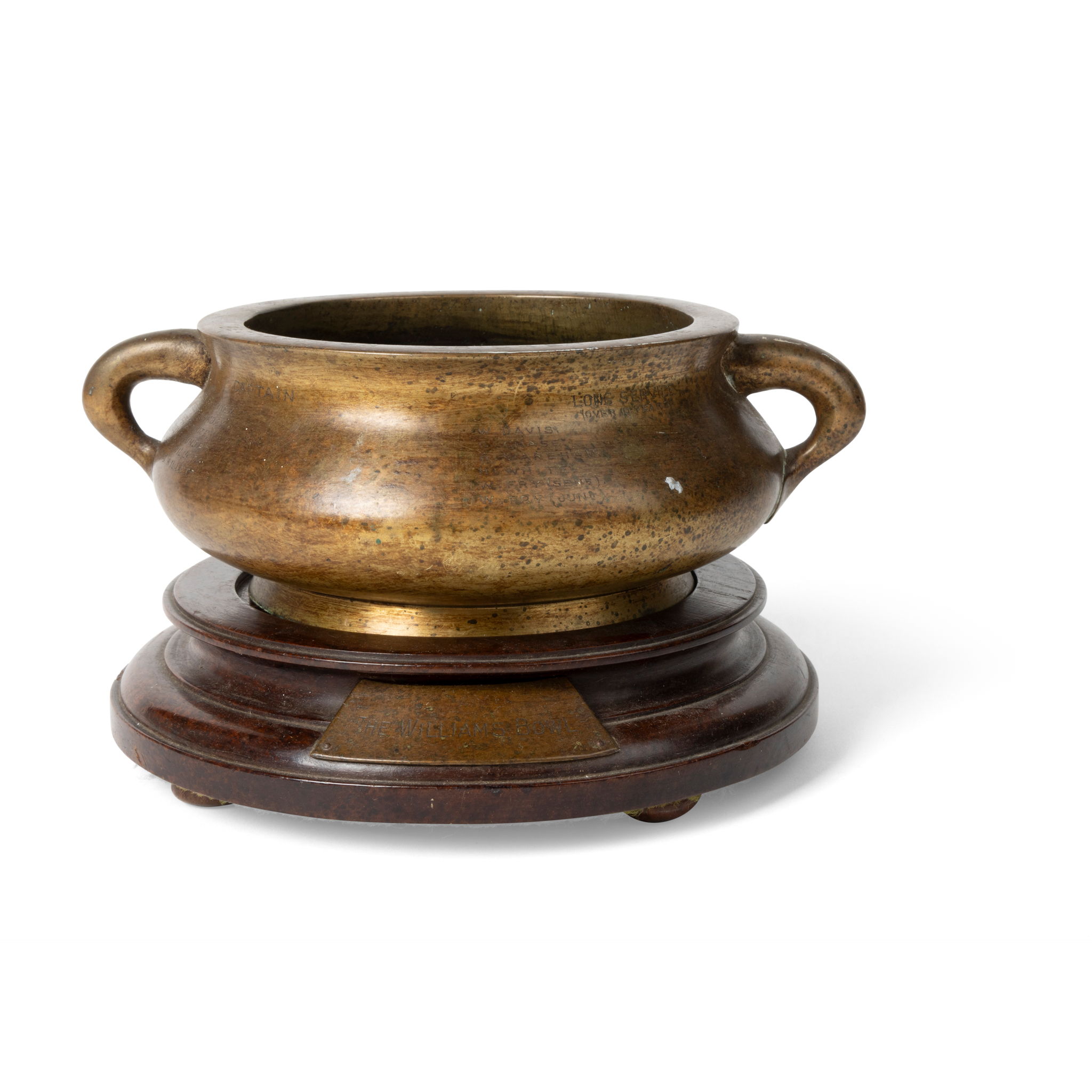 CHINESE BRONZE 'INSCRIBED' HANDLED CENSER