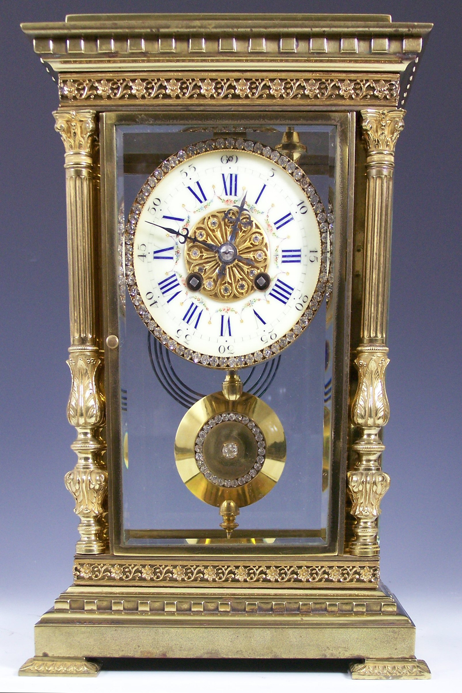 A late 19th century French gilt brass mantel clock,