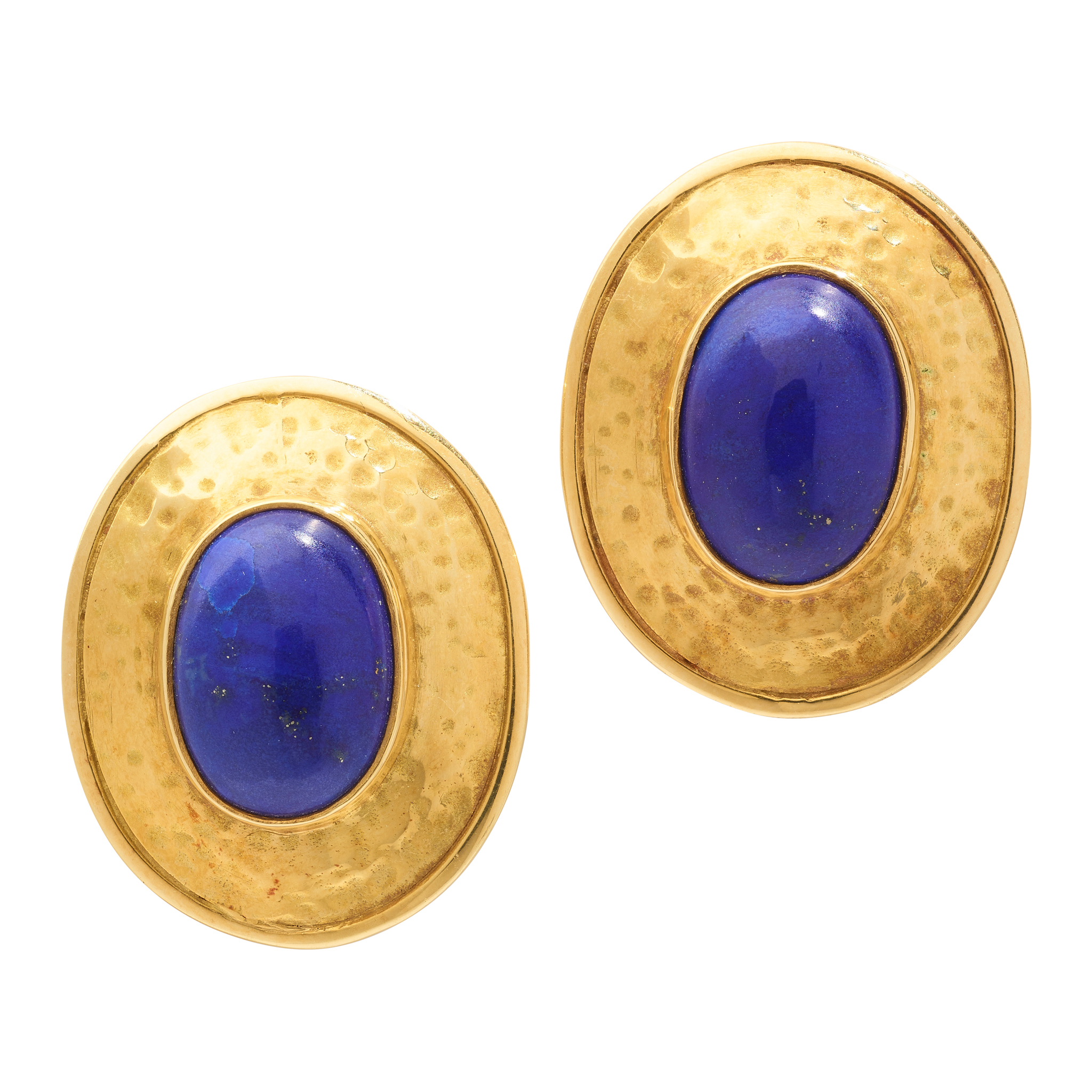 A pair of 18ct gold lapis lazuli earrings