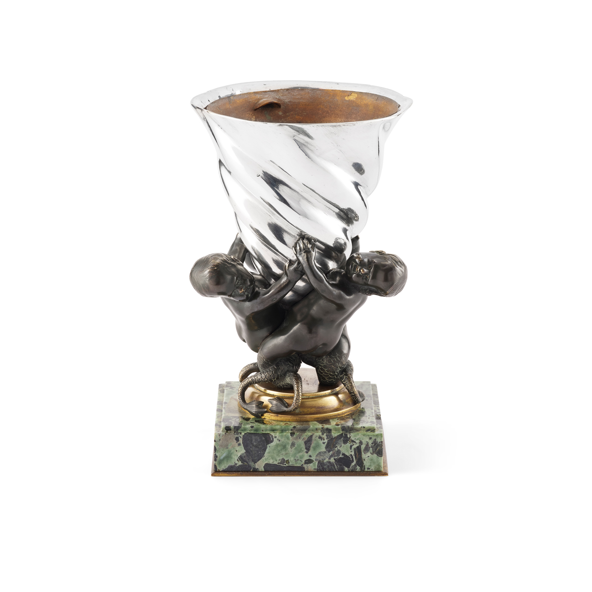 FRENCH BRONZE AND GREEN MARBLE VASE, BY HENRY DASSON