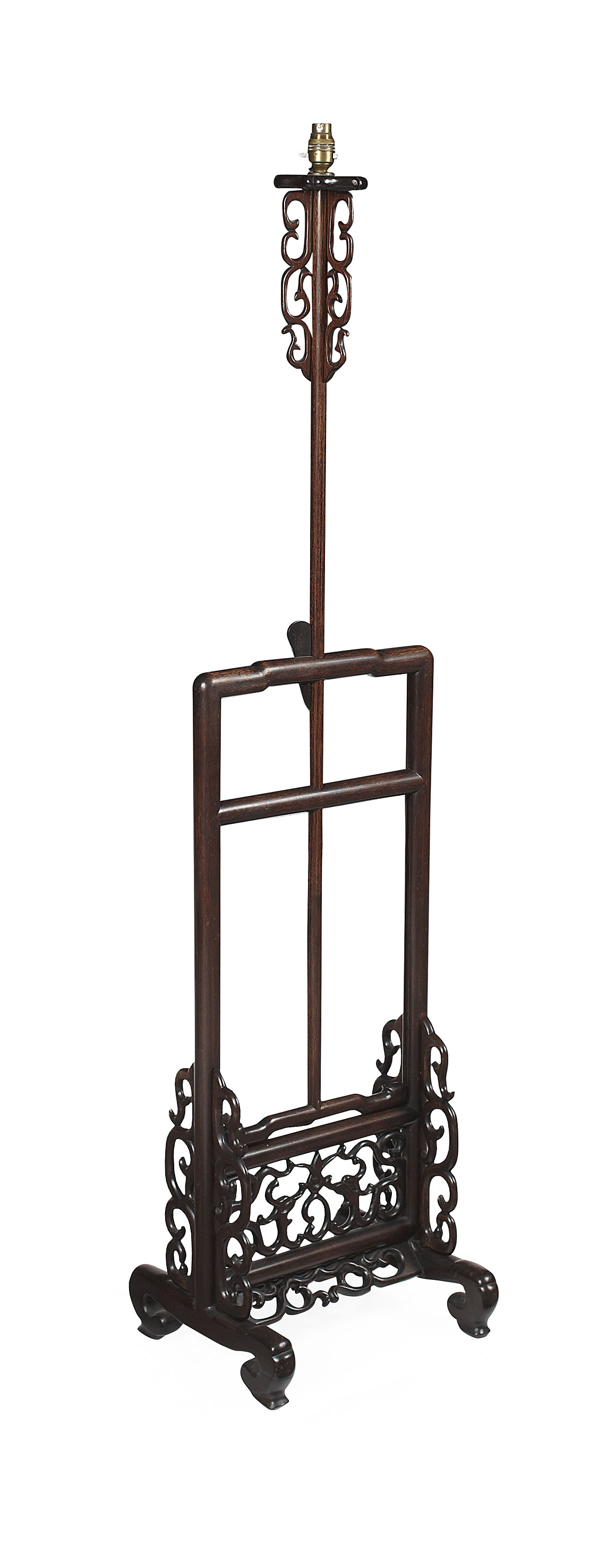 CHINESE HARDWOOD ADJUSTABLE STANDARD LAMP
