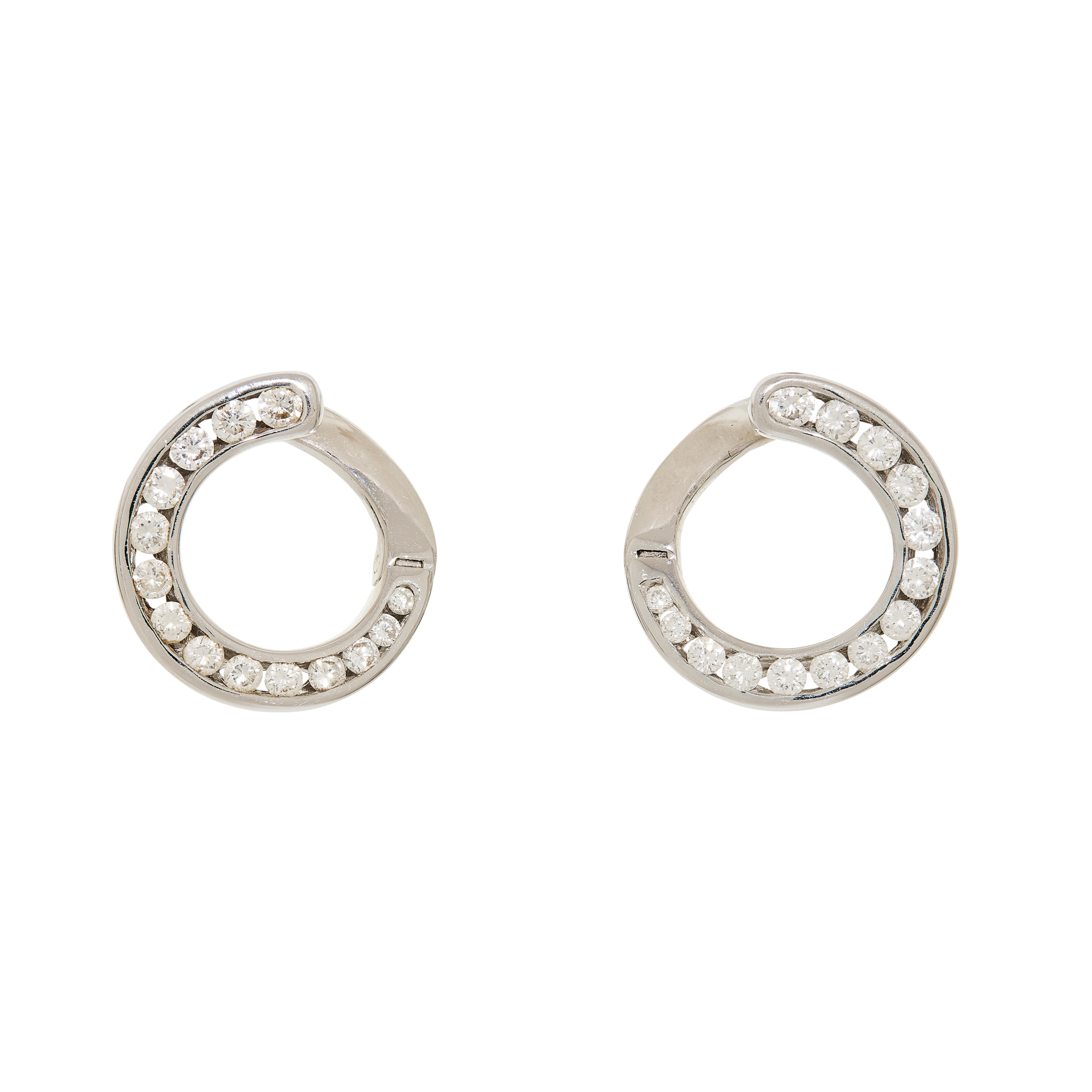 A pair of diamond hoop earrings
