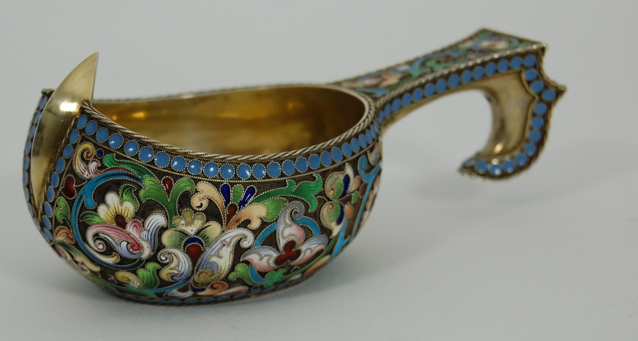 A 20th century Russian enamel and silver gilt kovsch