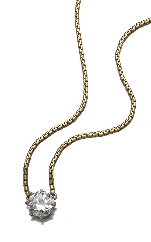 A solitaire diamond pendant,