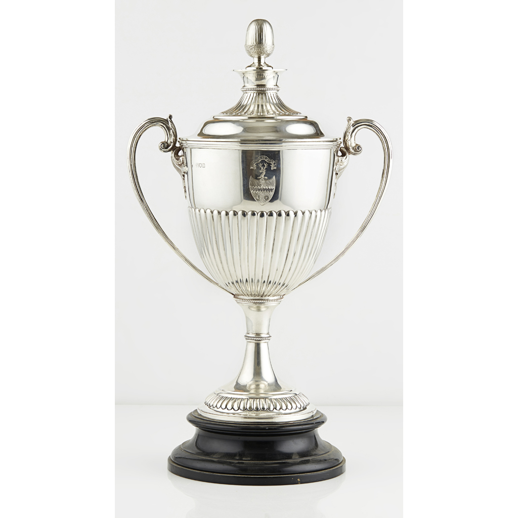 An impressive Victorian twin handled trophy with cover