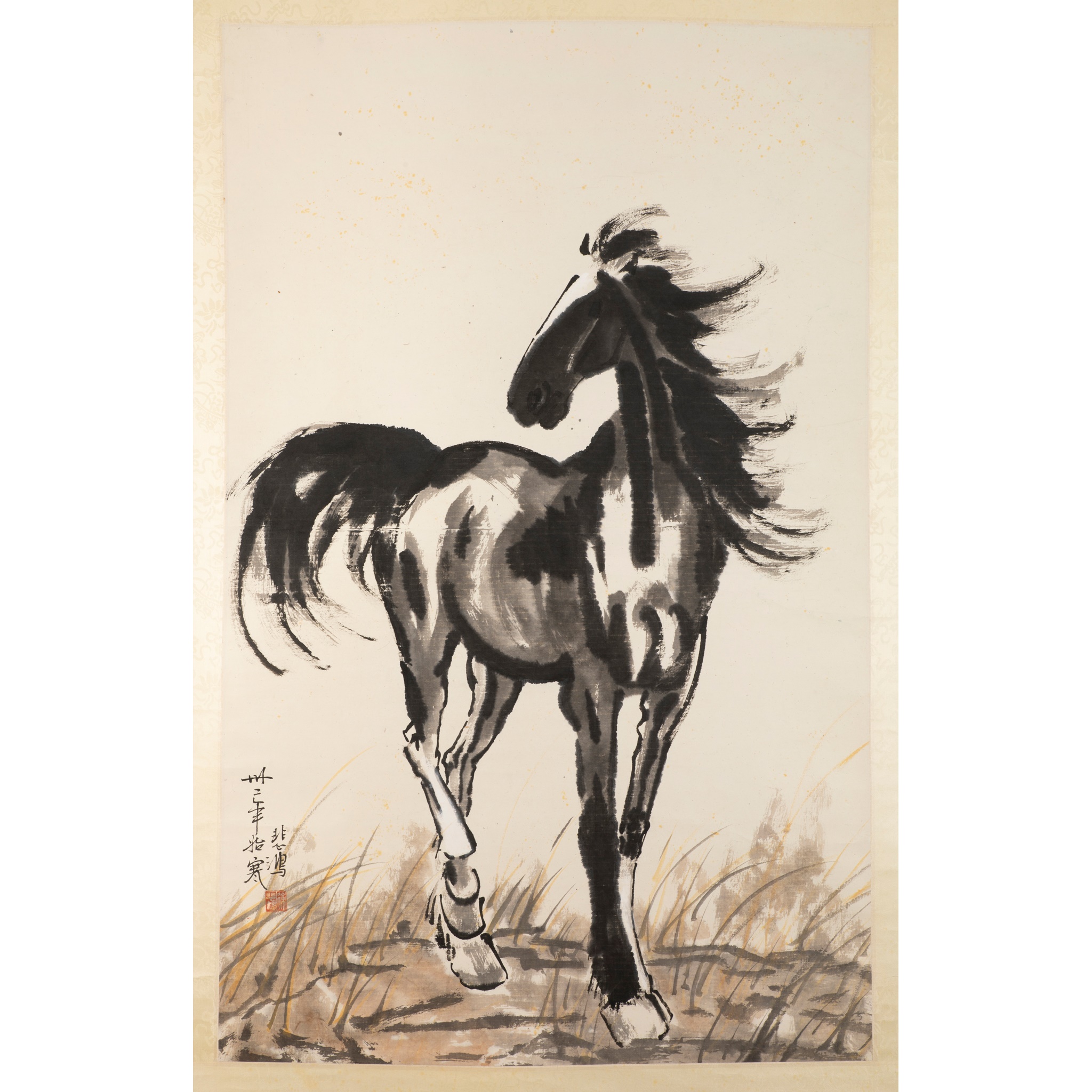 INK SCROLL PAINTING OF A HORSE