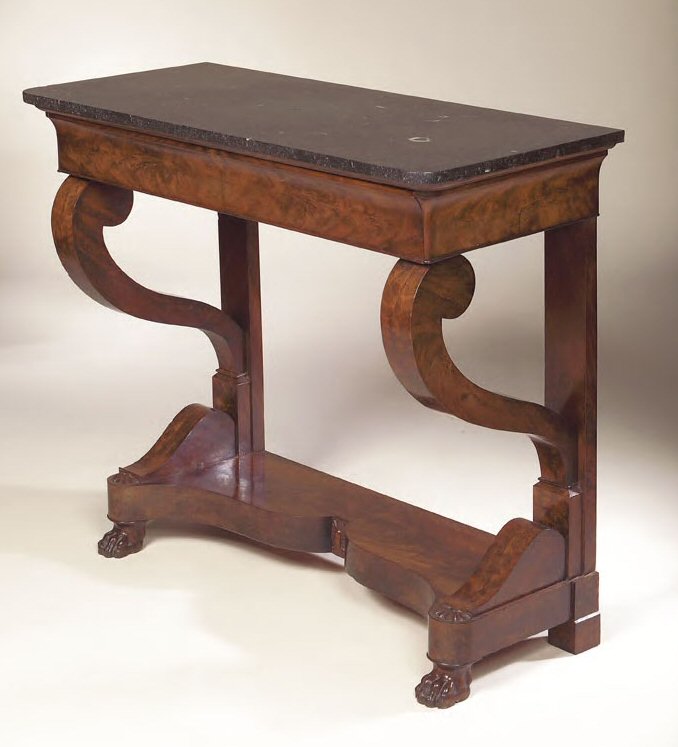 A French Charles X mahogany console table,