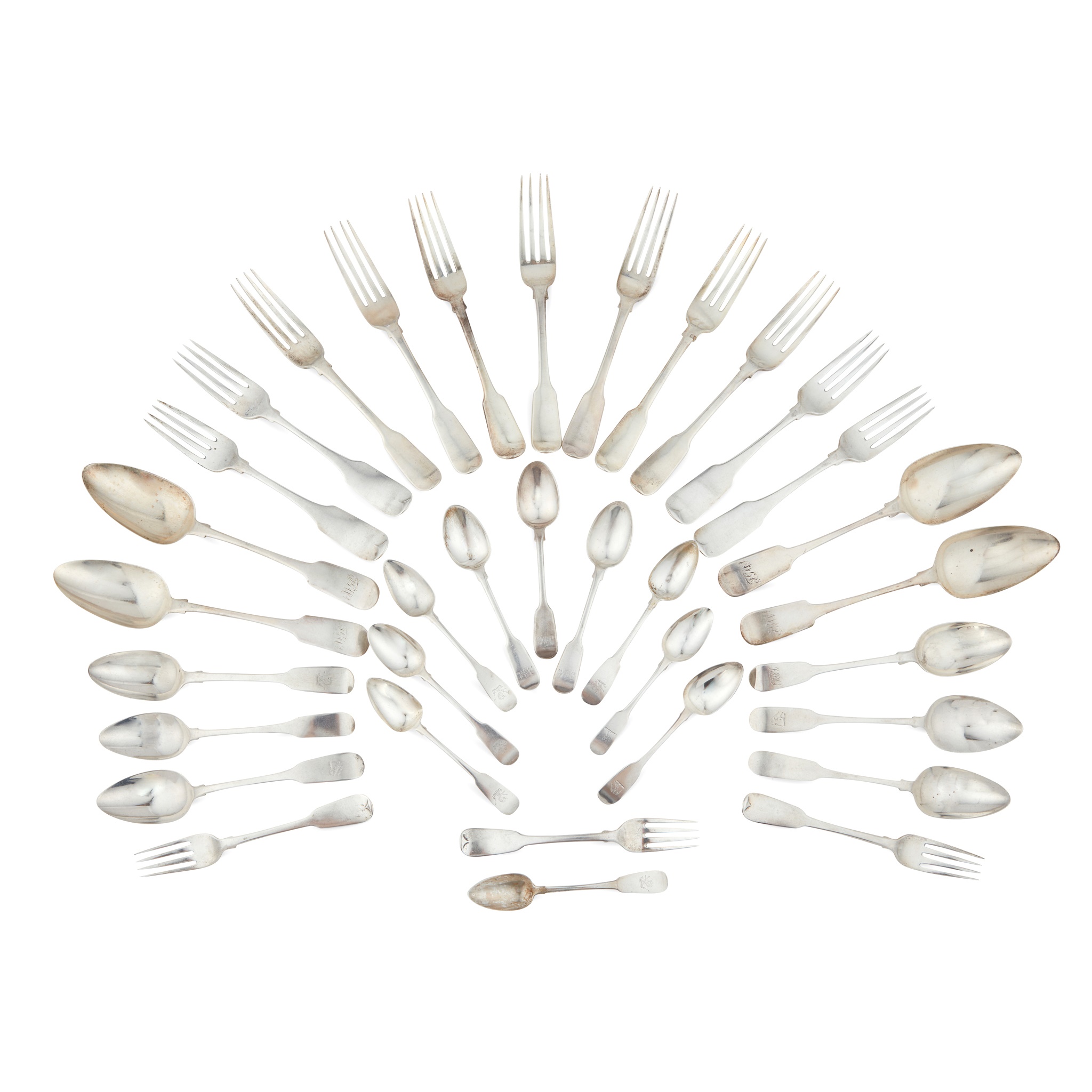 A collection of Fiddle pattern flatware