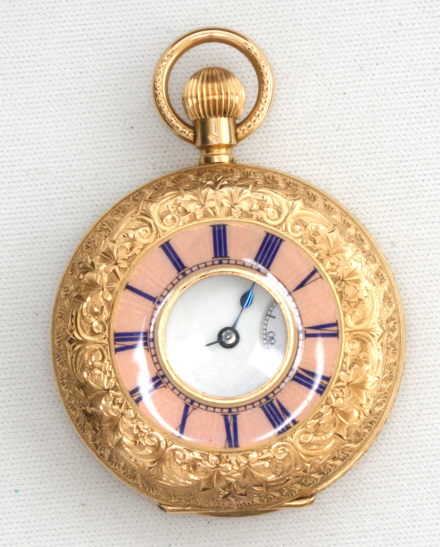 A lady's Victorian 18ct gold cased demi hunter cased fob watch
