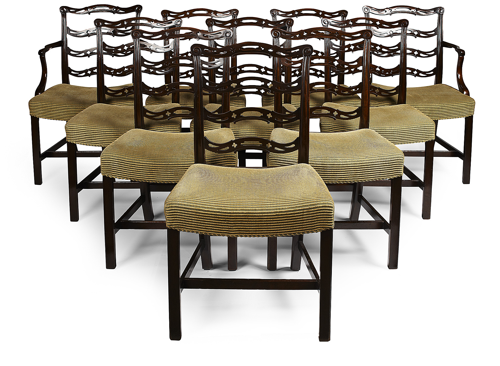 SET OF TEN GEORGE III MAHOGANY DINING ROOM CHAIRS