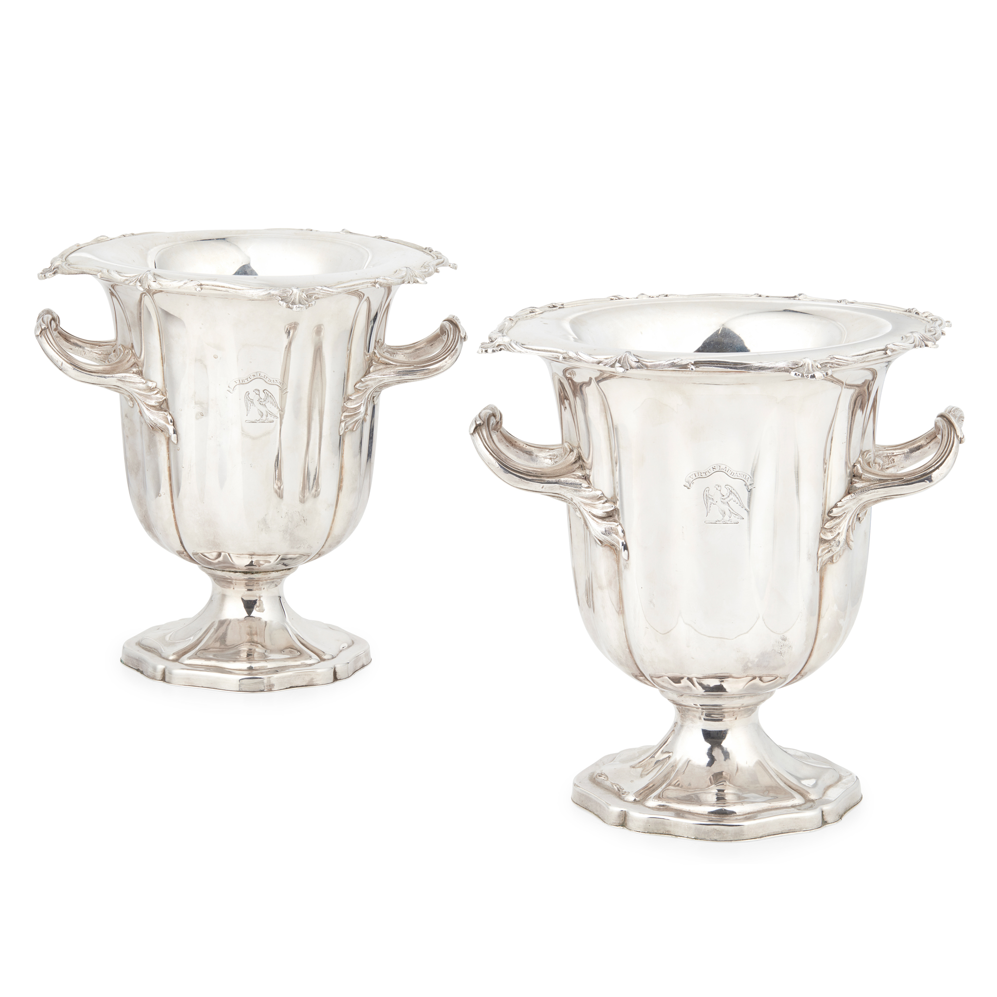 A pair of Regency Old Sheffield plate wine coolers